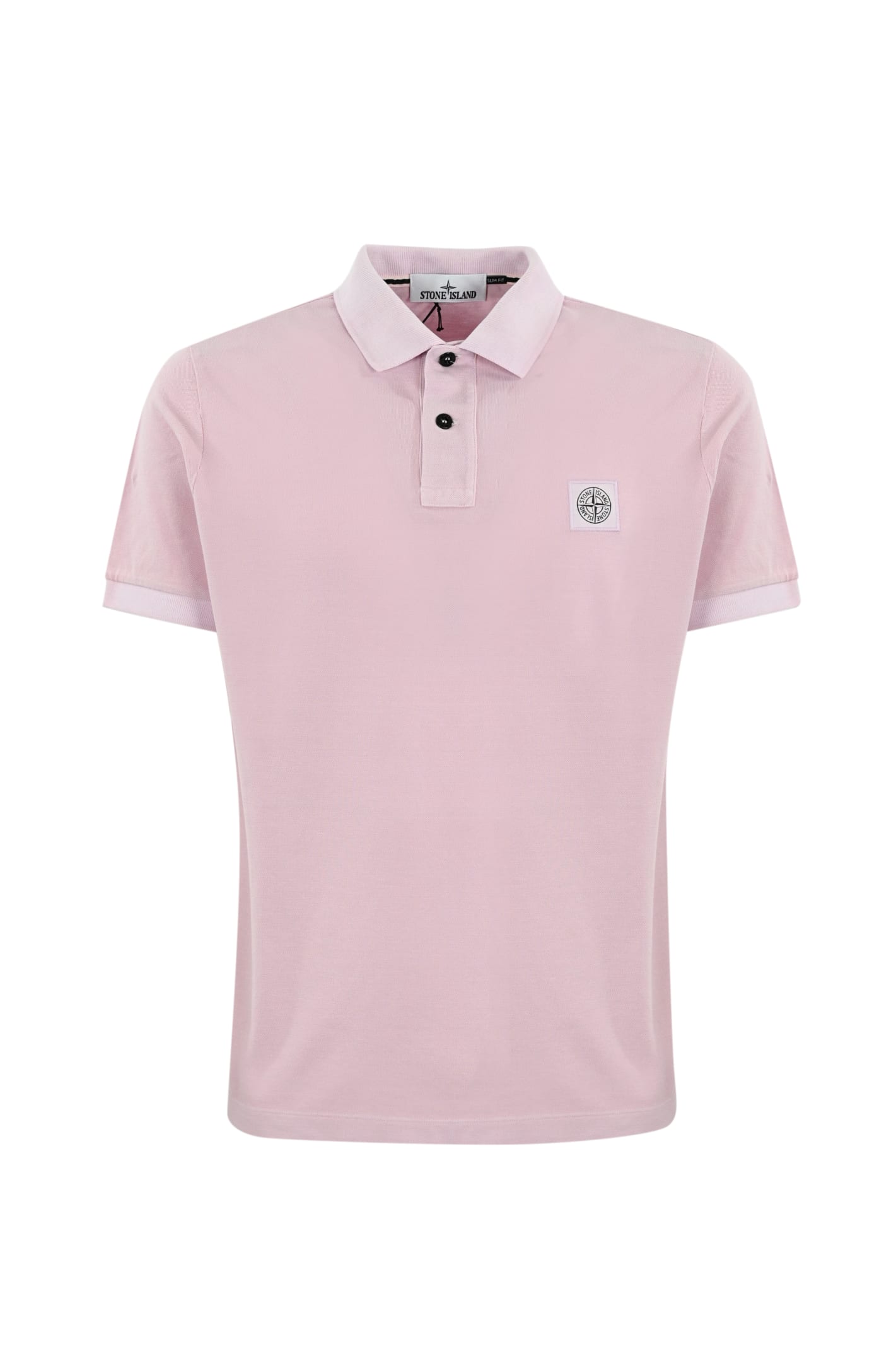 Stone Island Cotton Polo Shirt With 2sc67 Logo In Pink