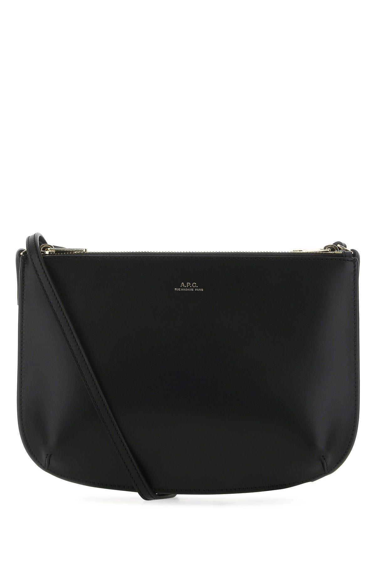 Shop Apc Black Leather Crossbody Bag