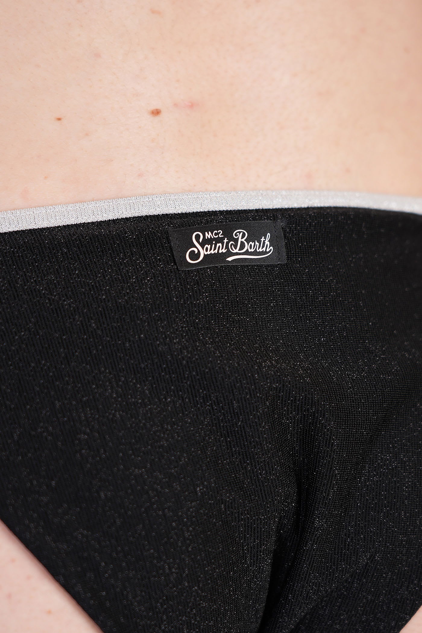 Mc2 Saint Barth Marielle String Beachwear In Black Viscose In Black