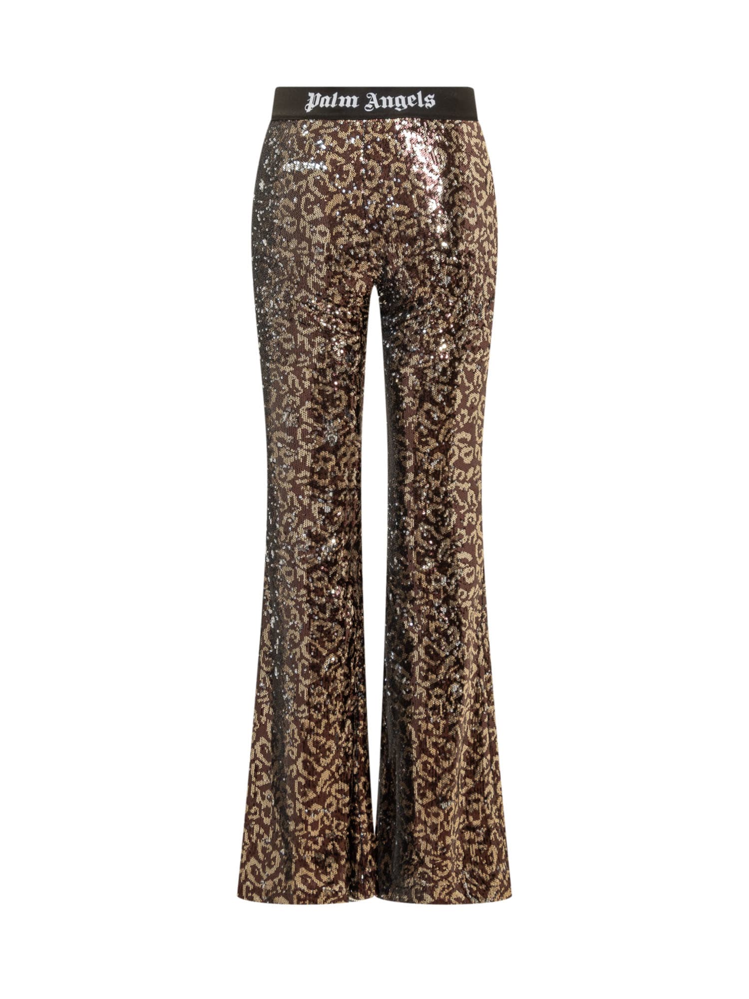 Shop Palm Angels Trousers With Sequins In Brown Black