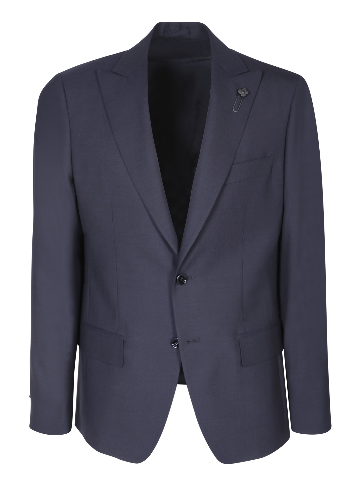 Shop Lardini Stretch Fabric Blue Suit