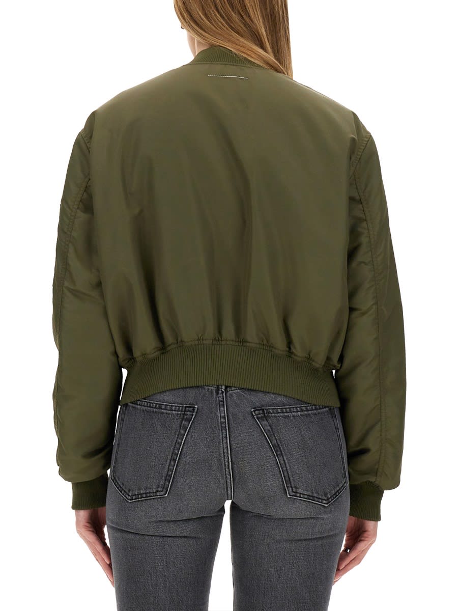 Shop Mm6 Maison Margiela Bomber Jacket With Logo In Military Green