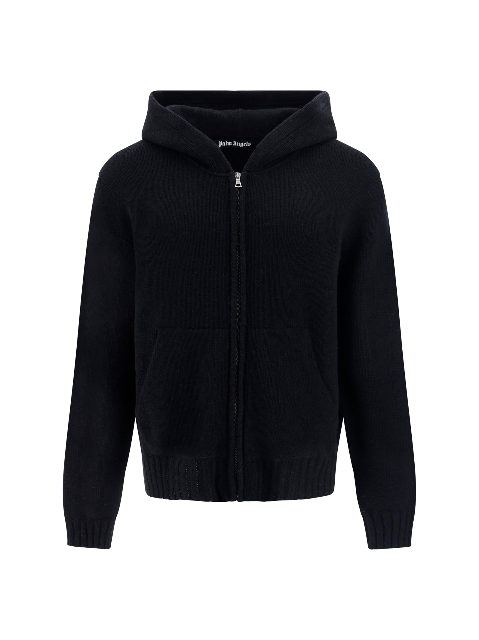 Shop Palm Angels Hooded Cardigan In Black