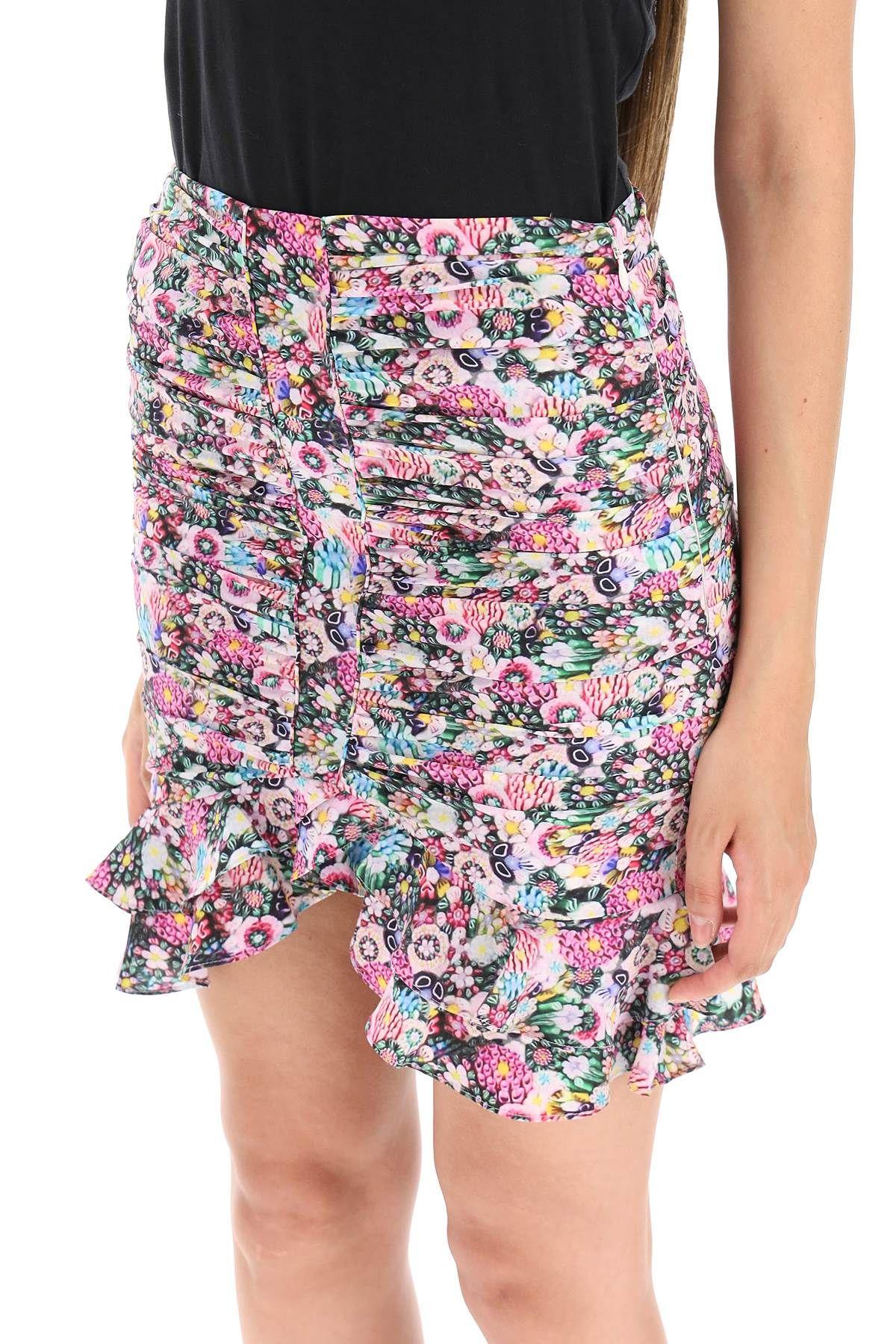 Shop Isabel Marant Milendi Mini Skirt In Stretch Silk In Multicolour