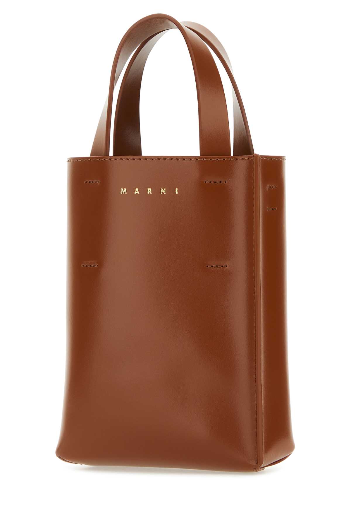 Shop Marni Brown Leather Nano Museo Handbag In Moca