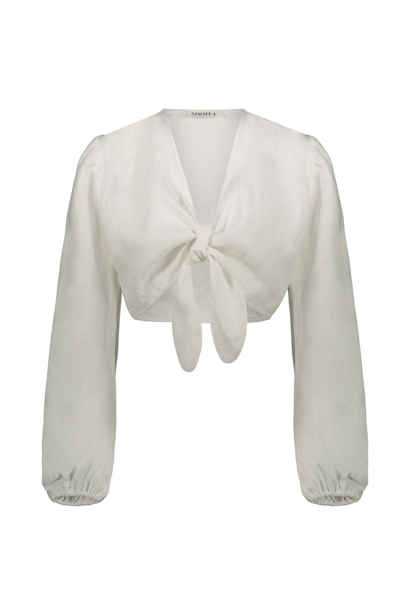 Susie Top In White Linen