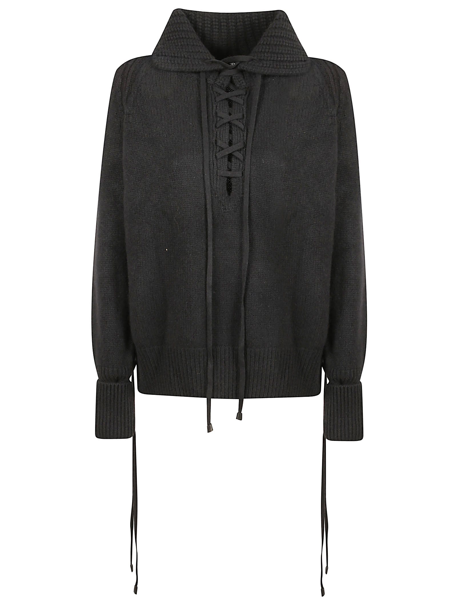 Ermanno Scervino Sweater With Handcrafted Weaves In Black