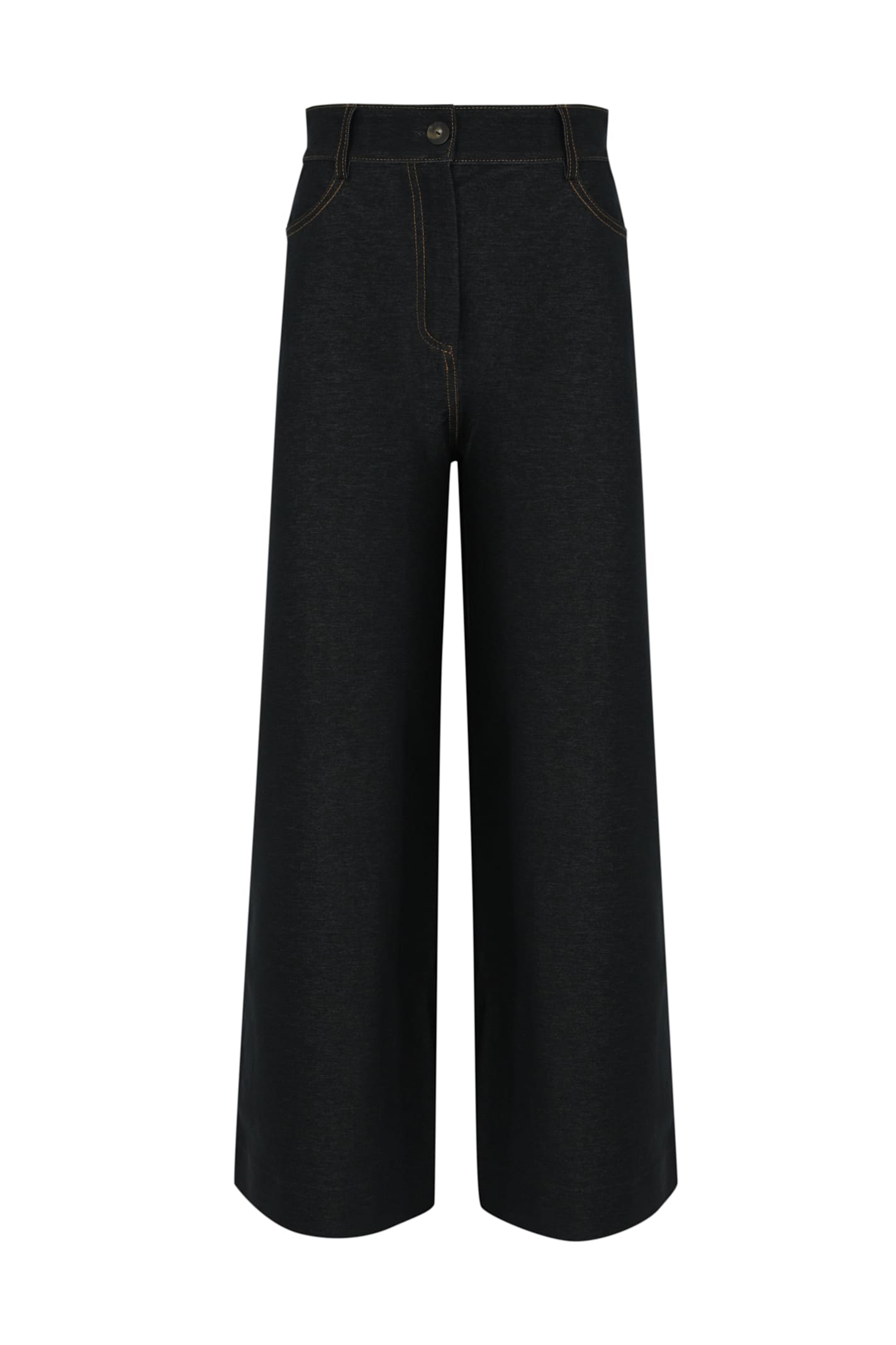 Max Mara Fausto Trousers In Denim Effect Jersey In Blue