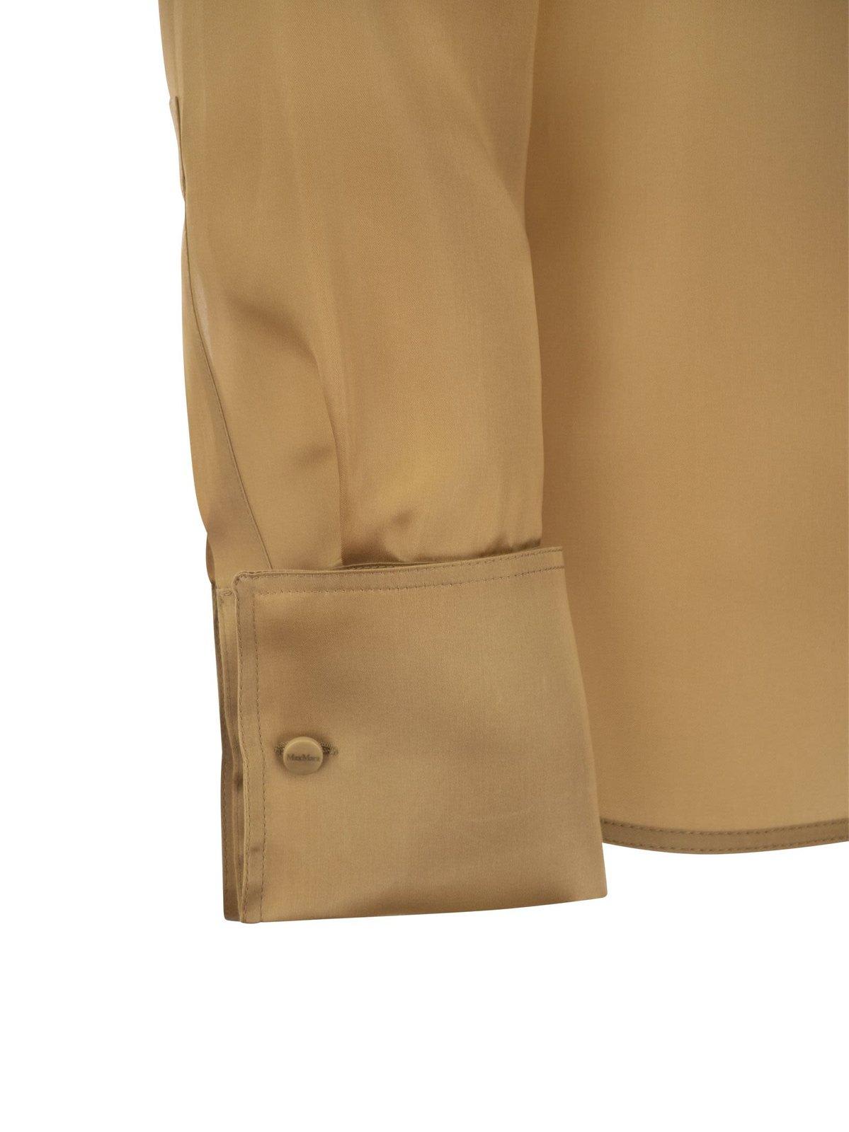 Shop Max Mara Buttoned Long-sleeved Shirt  In Luggage