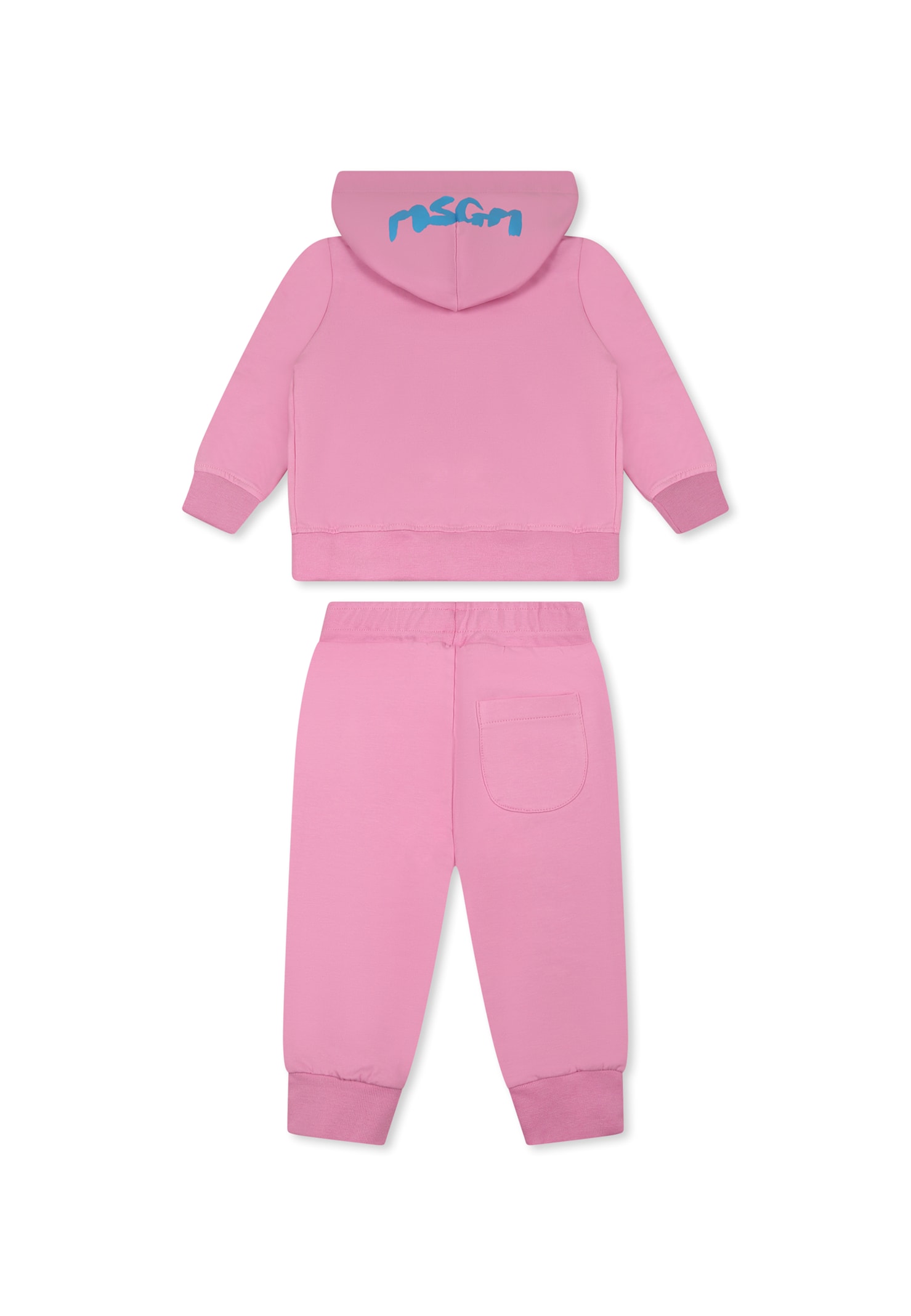 Msgm Pink Suit For Baby Girl With Logo In Pink