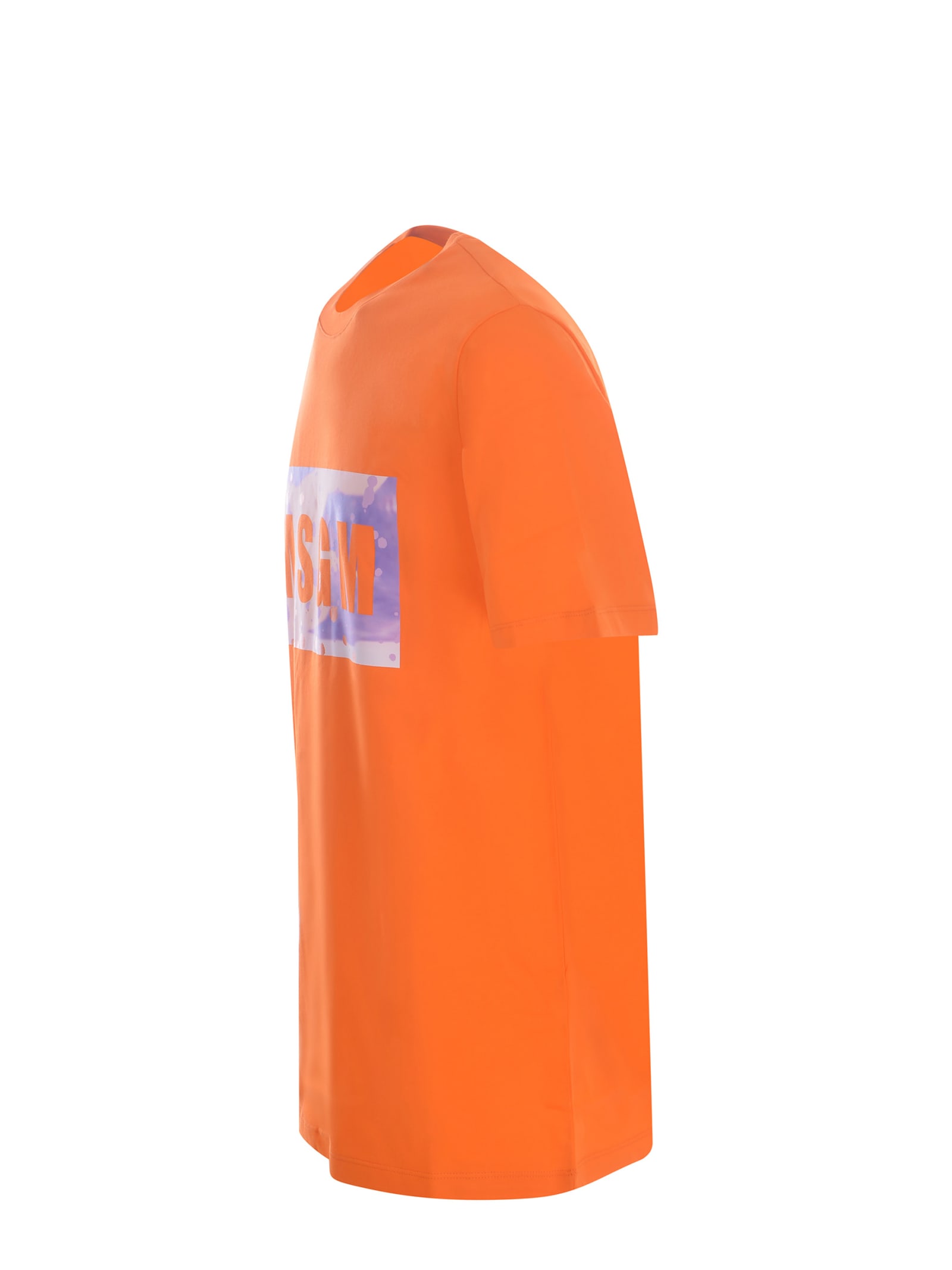 Msgm Logo Crew Neck T-shirt In Orange