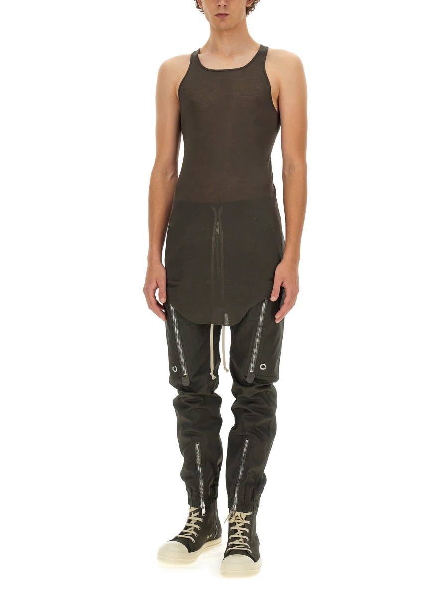 Rick Owens Sheer Sleeveless Racerback Longline T-shirt In Green
