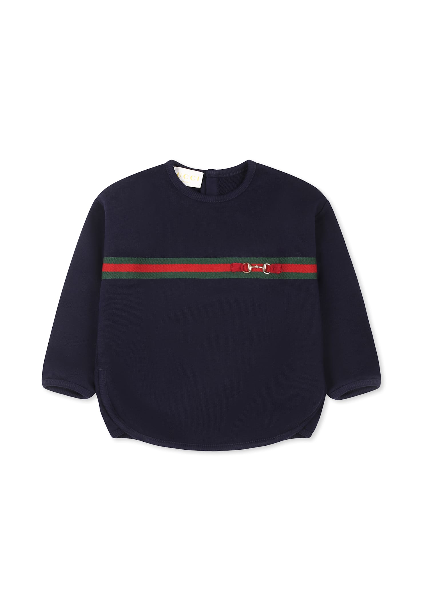 Gucci Blue Sweatshirt For Babykids With Horsebit In Blue