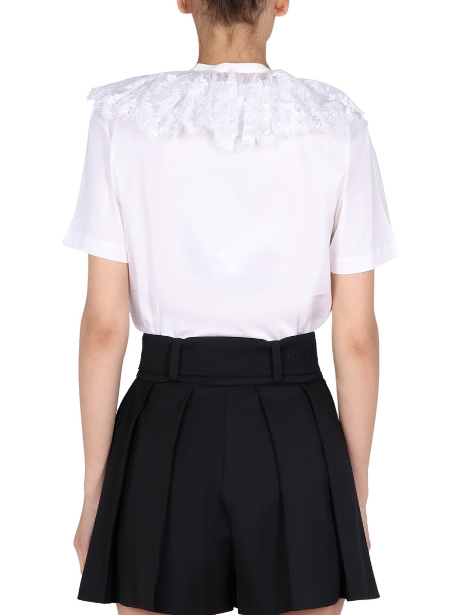 Shop Patou Lace Embroidery T-shirt In White