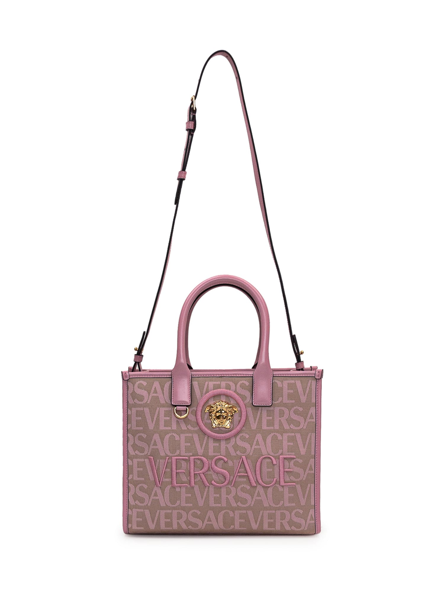 Versace Allover Small Tote Bag in Pink - Versace