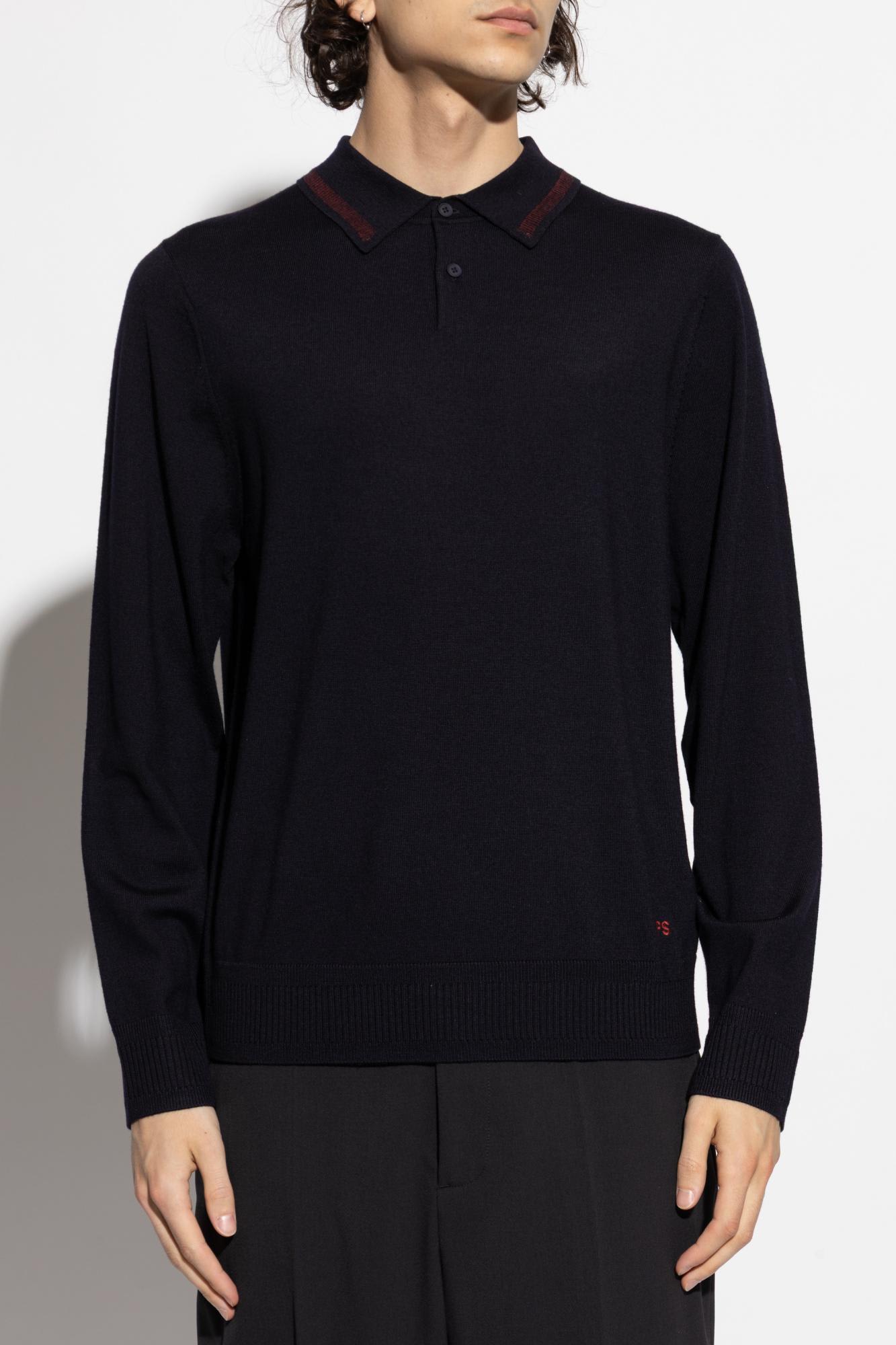 Paul Smith High Neck Polo With Zip In Blue