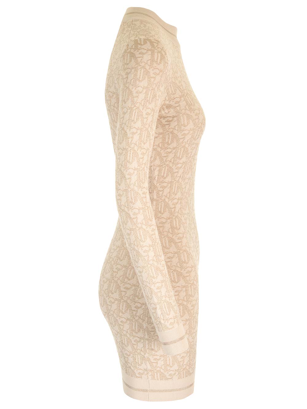 Shop Palm Angels Lurex Knit Mini Dress With Monogram In White