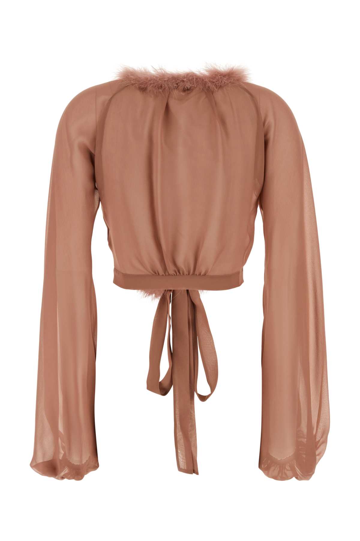 Shop Blumarine Antiqued Pink Georgette Blouse In Russet