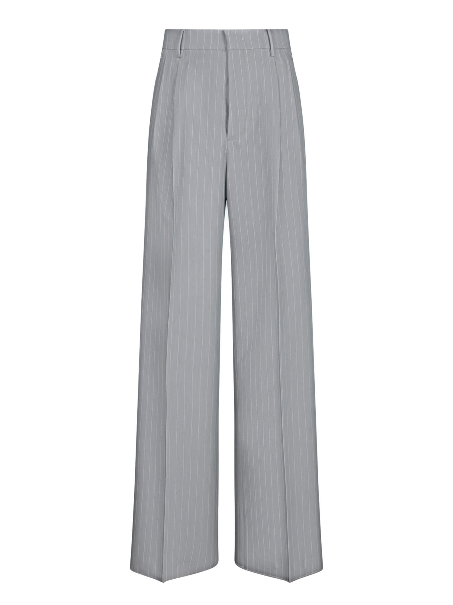 Shop Tagliatore Pebony Striped Grey/white Trousers