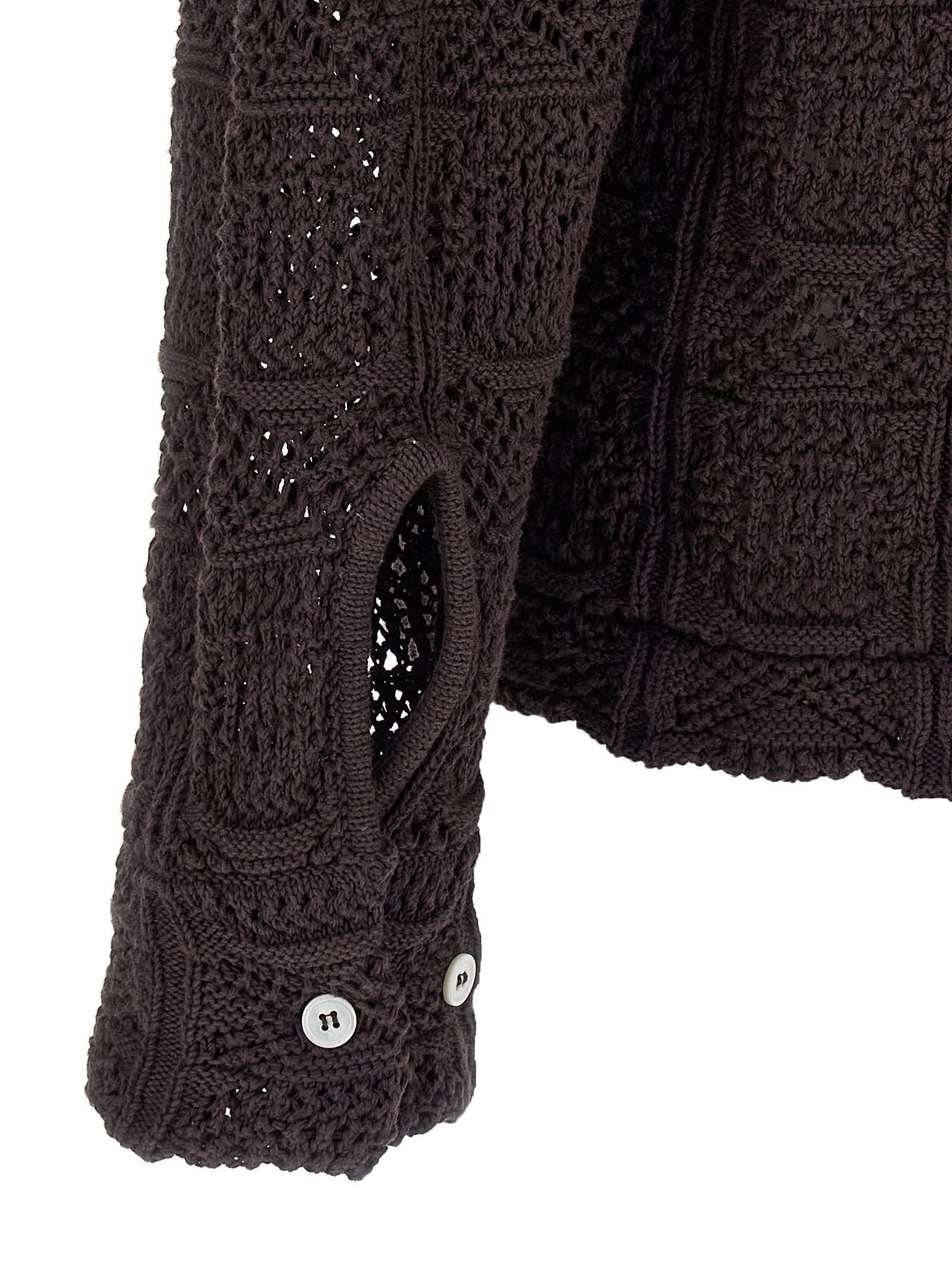 Séfr Myles Brown Knitted Cotton Shirt In Brown