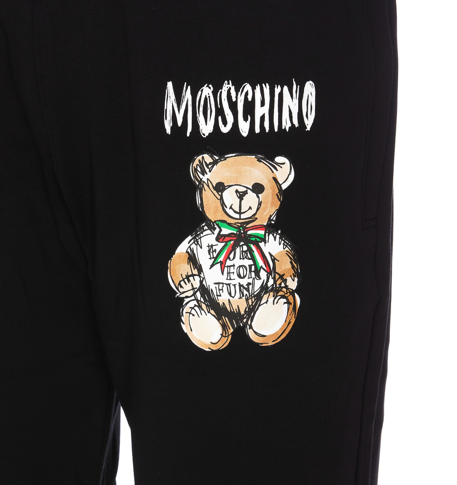 Shop Moschino Drawn Teddy Bear Sweatpants In Black