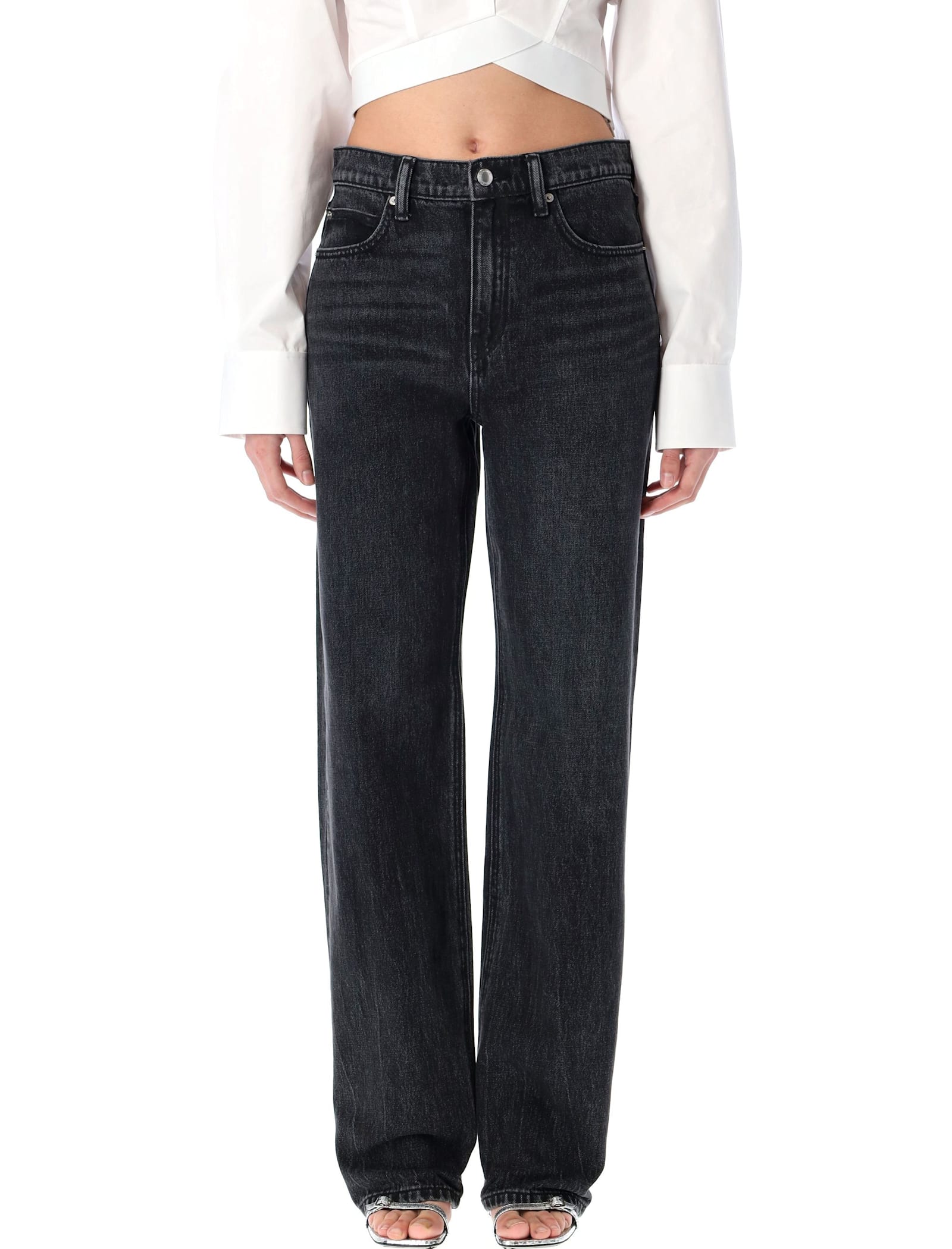 Embossed Logo Relaxed Straight Jeans