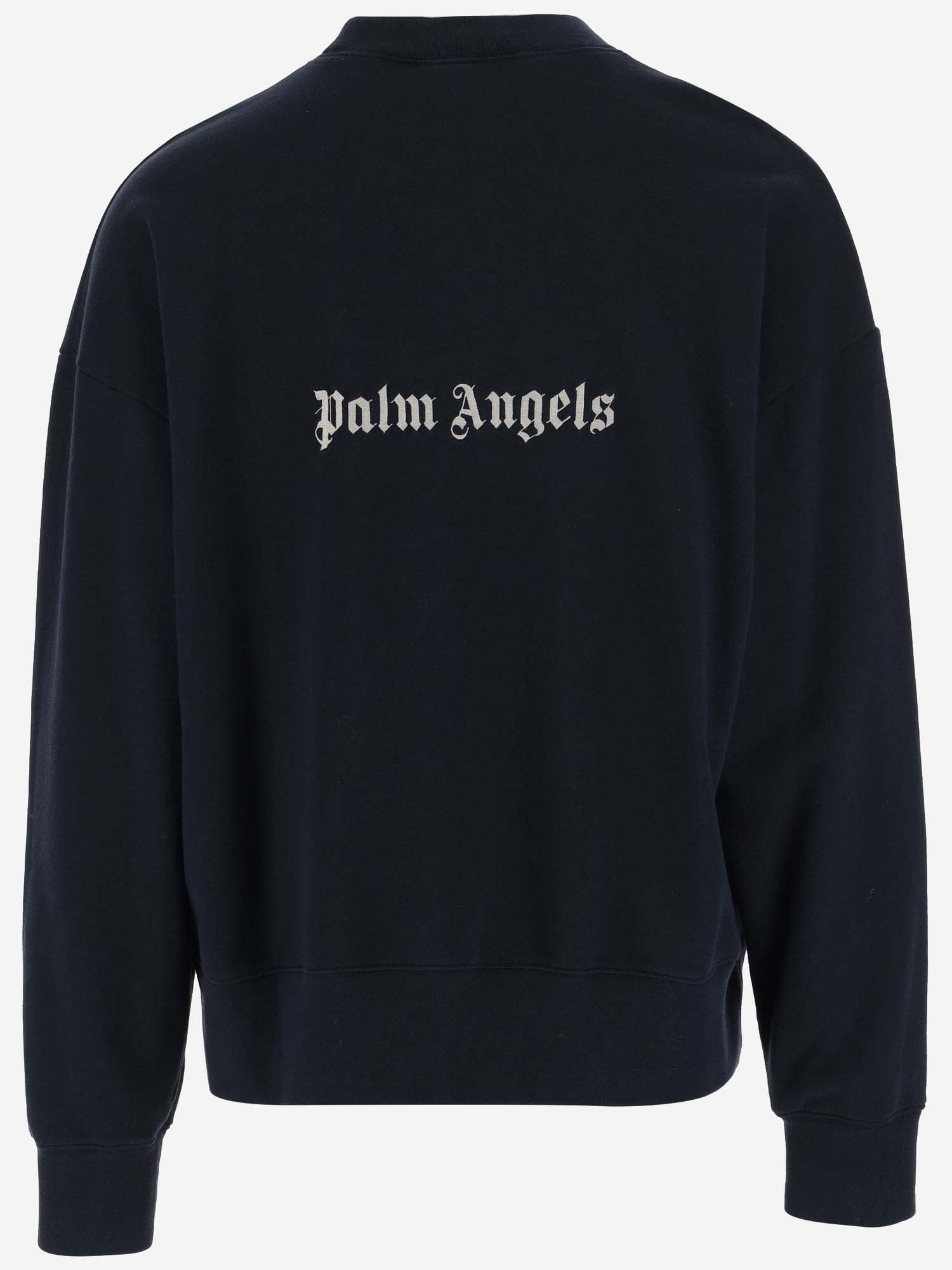 Shop Palm Angels Cotton Sweatshirt With Logo In Blue