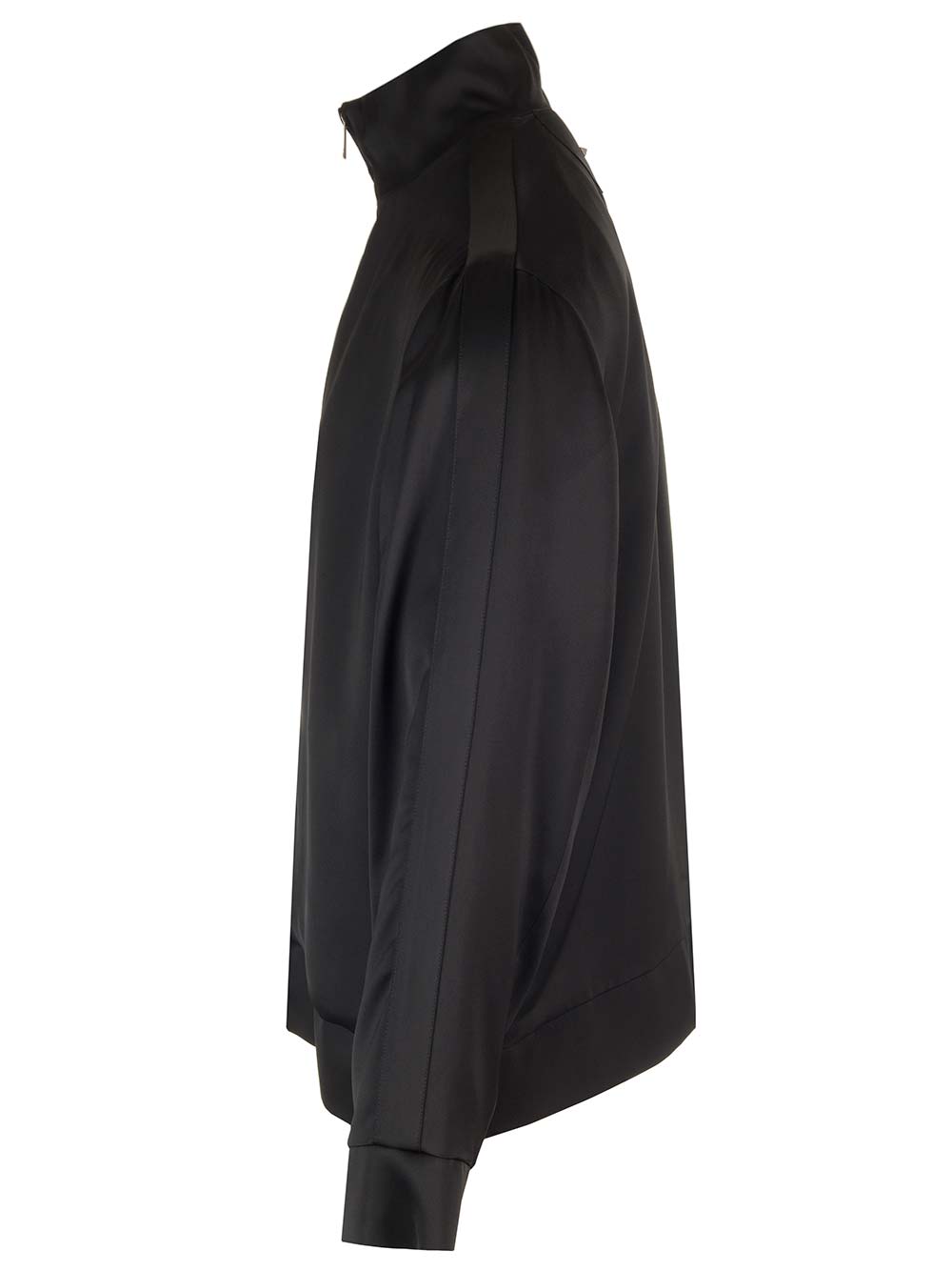 Valentino Satin Neck Sweatshirt With Zip Pockets In Black