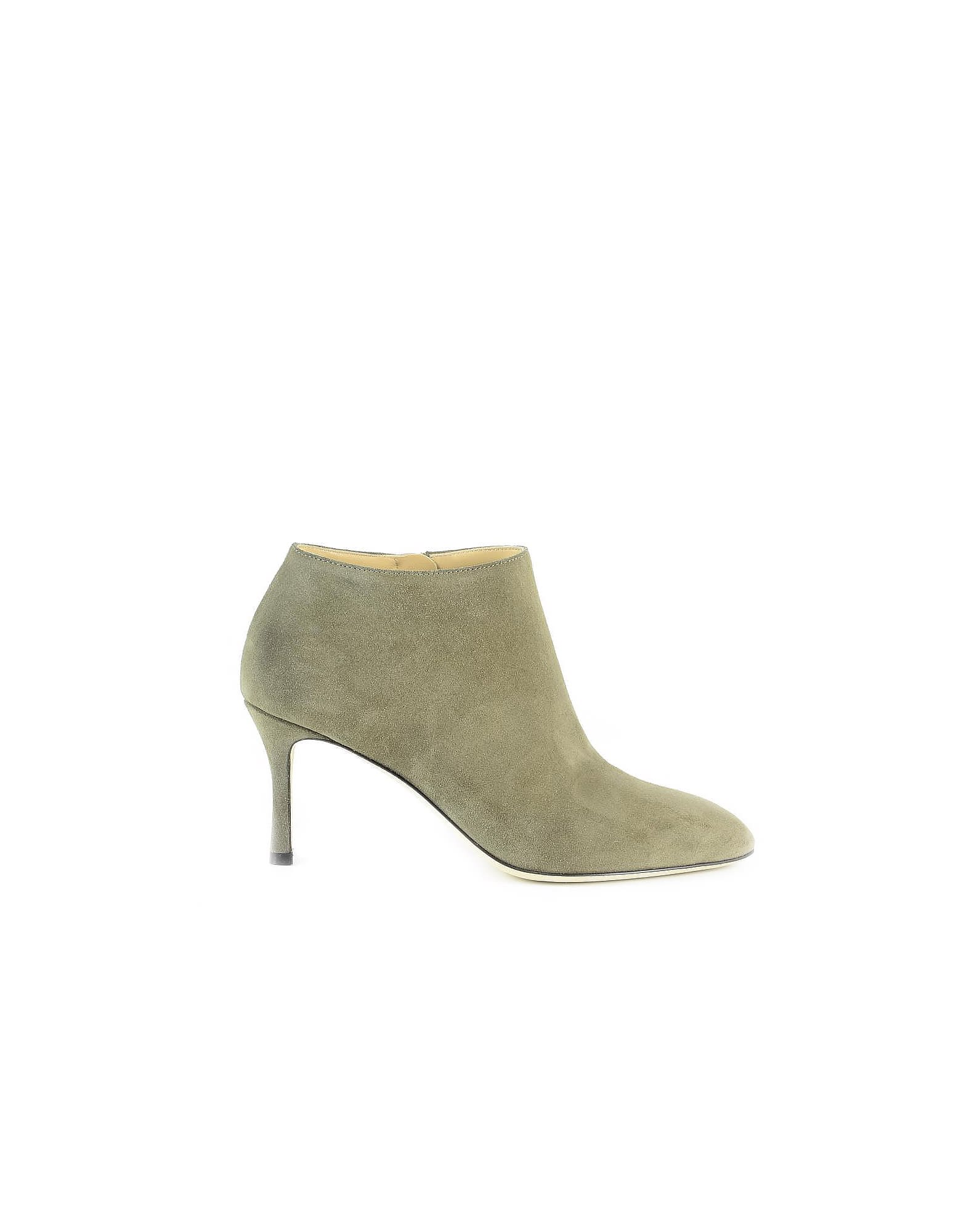 Sergio Rossi Taupe Suede Booties W/high Heel