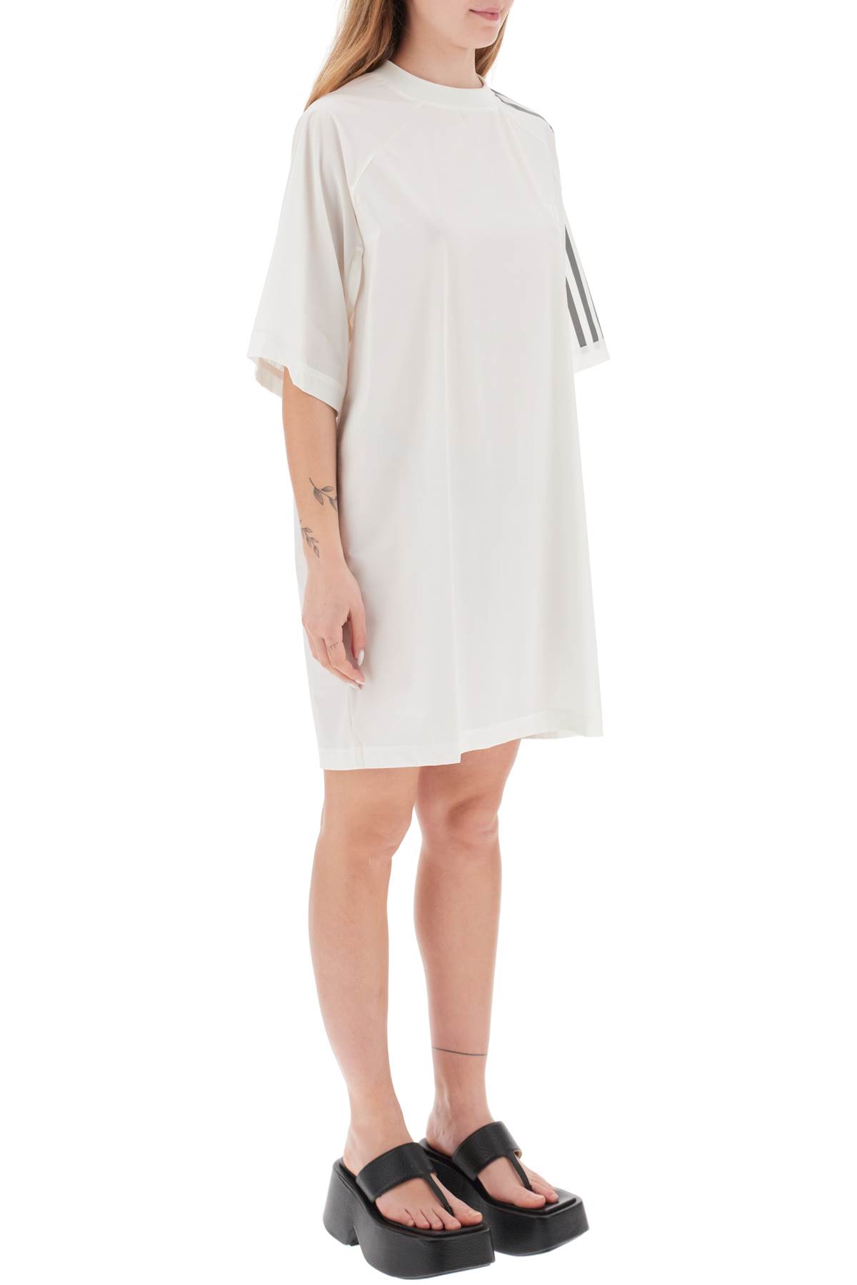 Shop Y-3 Mini Tee Dress In Offwhite Black (white)