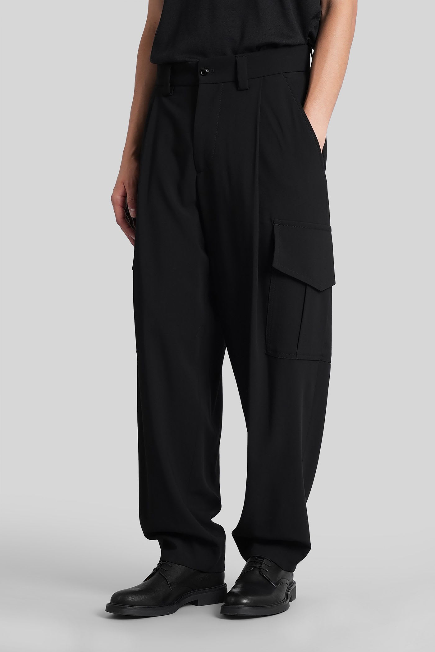 Giorgio Armani Wool Cargo Pants With Tailored Silhouette In Black