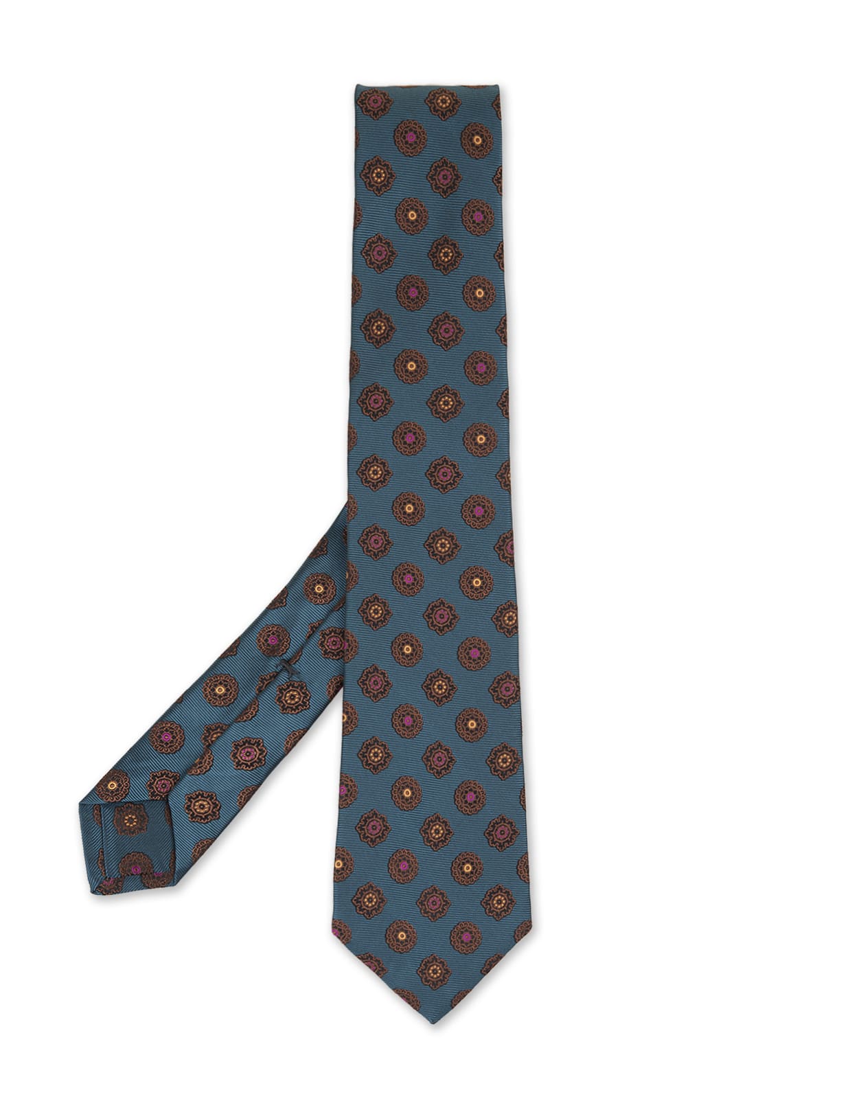 Shop Kiton Teal Tie With Multicolored Pattern In Green