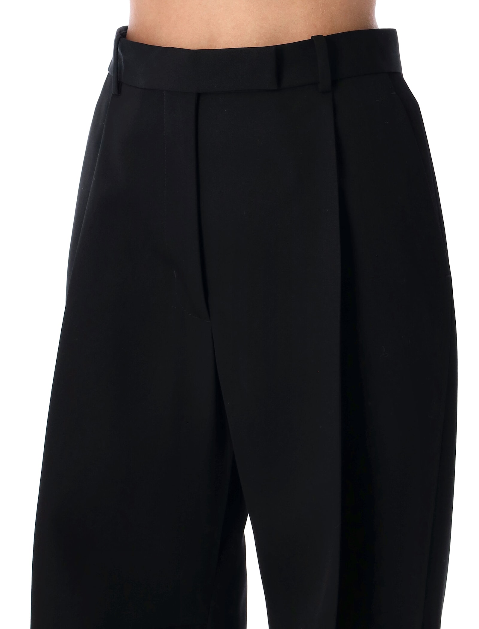 Tom Ford Tailored Wide Leg Wool Trousers In Black