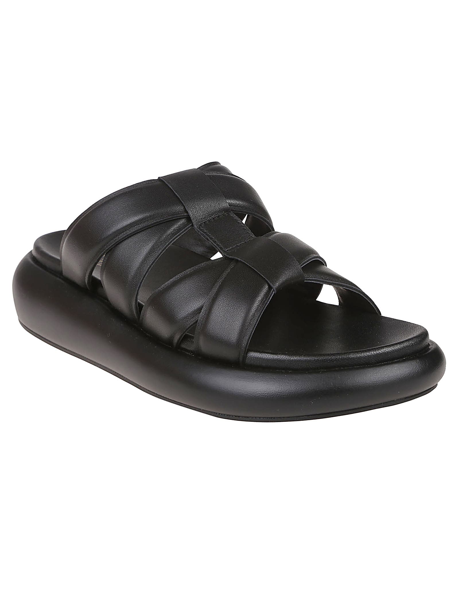 Ash Black Leather Vip Bis Sandals