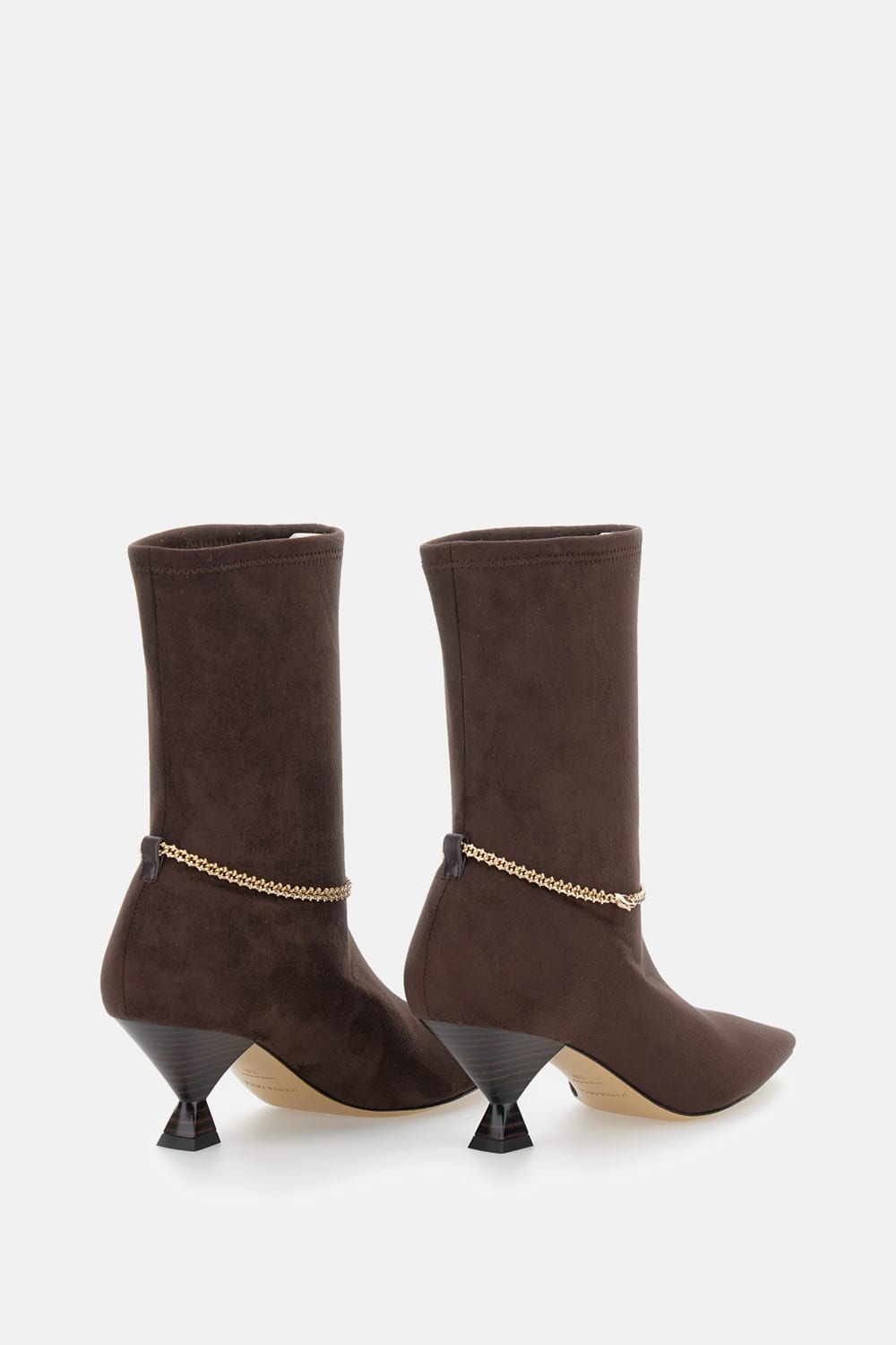 Maria Luca Chain-embellished Pointed-toe Boots In Brown