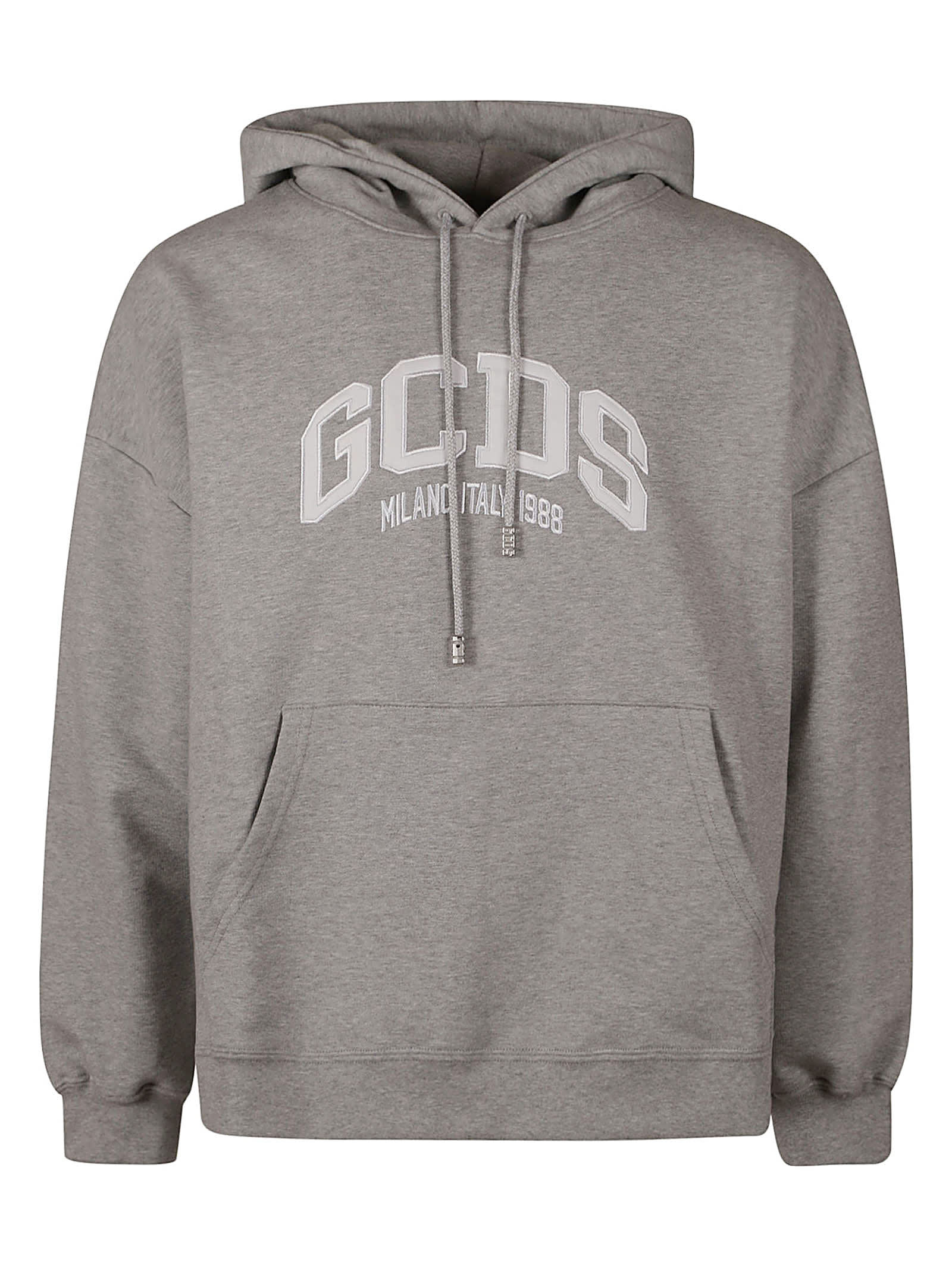 Shop Gcds Logo Loose Hoodie In Grey