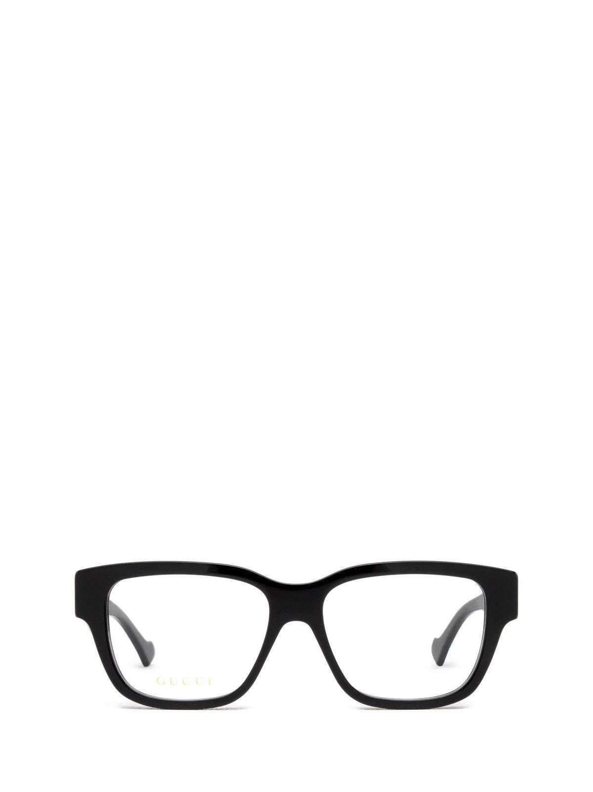 Shop Gucci Rectangle Frame Glasses In 004 Black Black Transpare