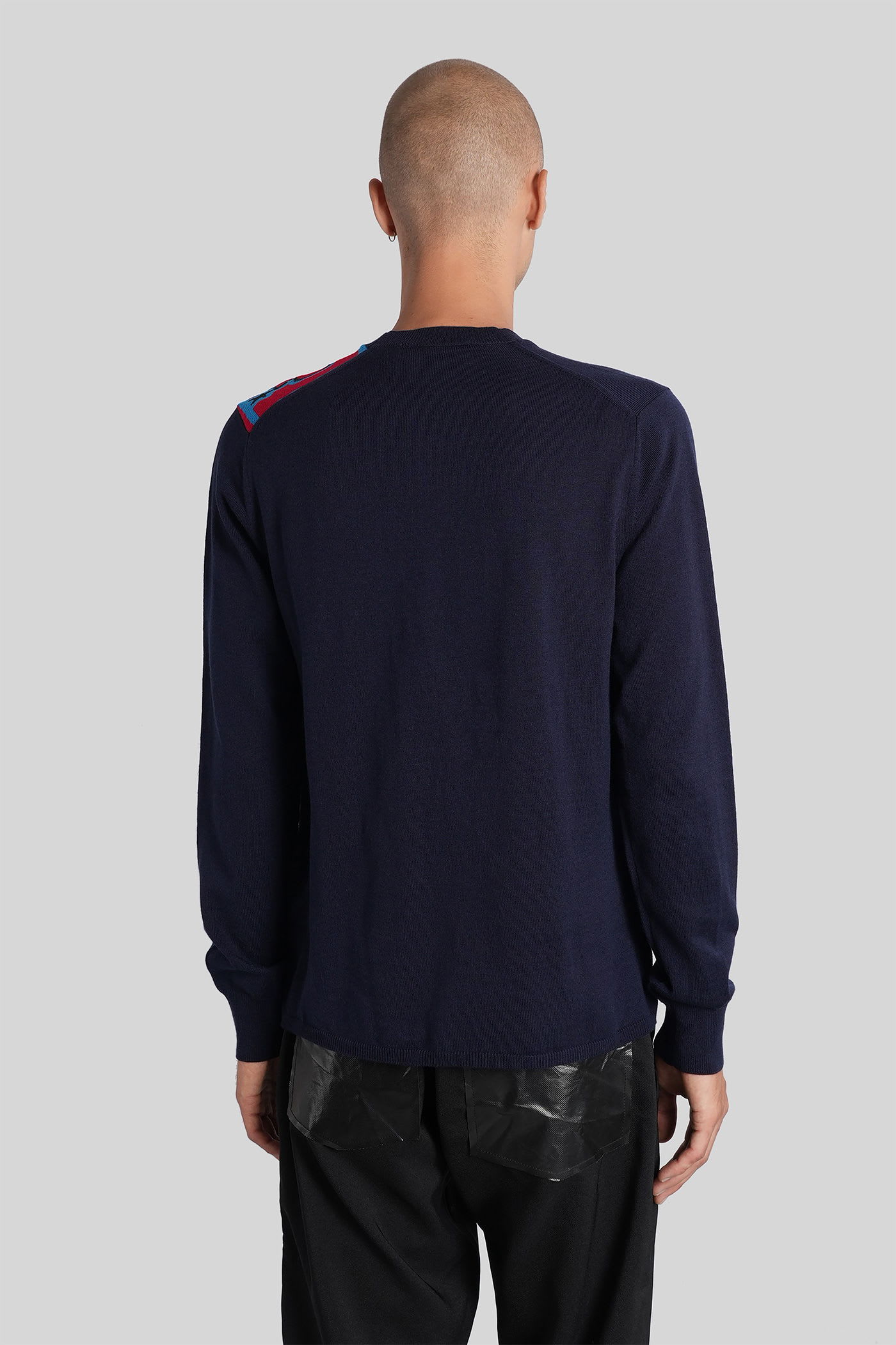 Comme Des Garçons Shirt Attached-scarf Sweater In Blue