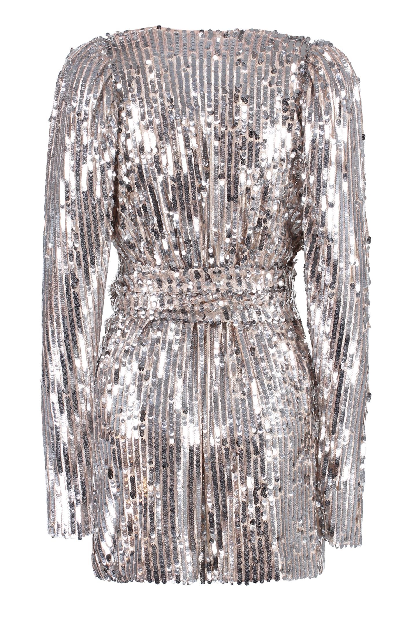 Shop Rotate Birger Christensen Sequin Mini-dress In Silver