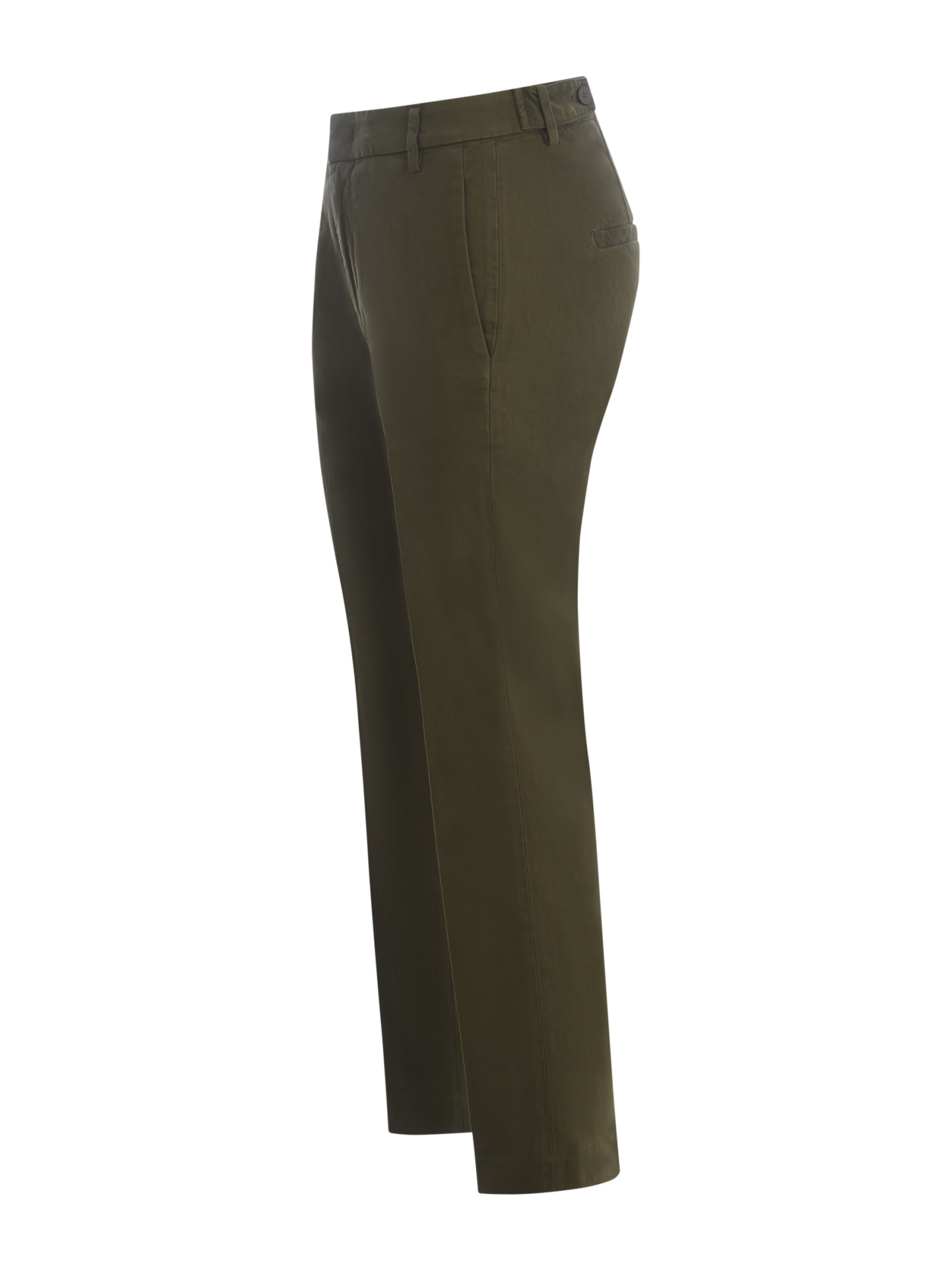 Shop Dondup Trousers Ariel 27 Inches In Stretch Cotton In Verde Militare