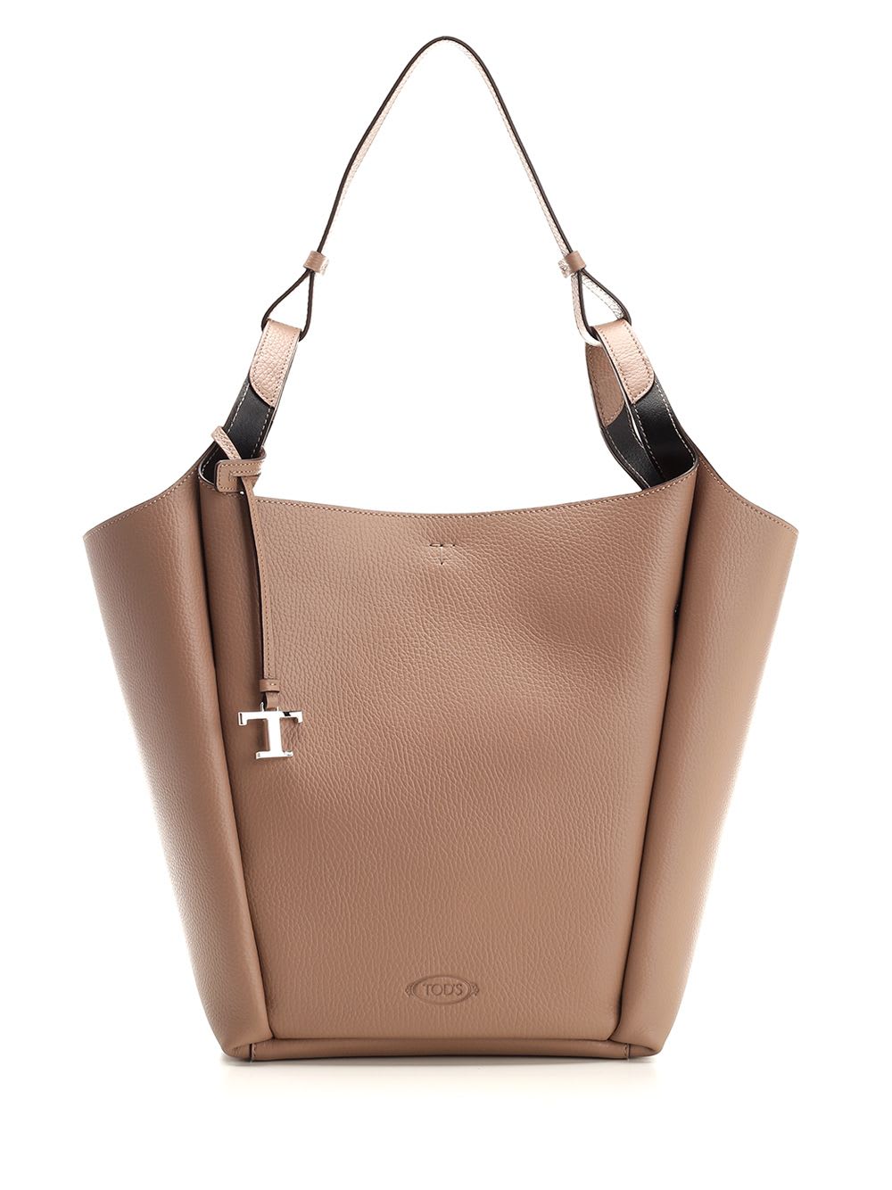 Shop Tod's Leather Bucket Bag In Beige