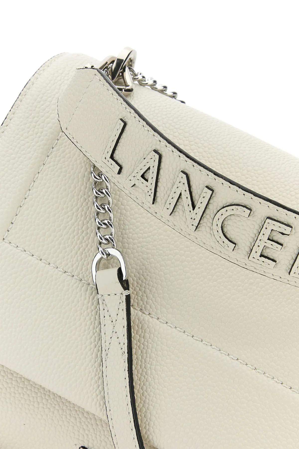 Shop Lancel White Leather Ninon Handbag In Yellow Cream