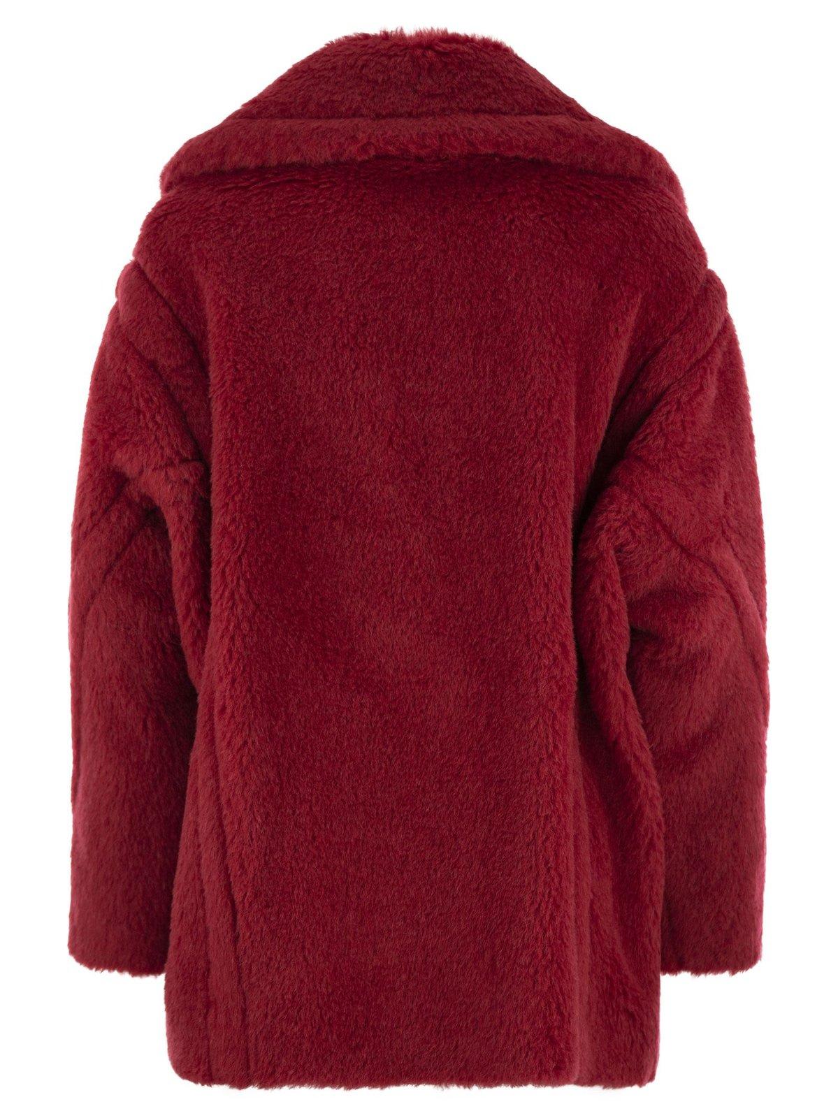 Shop Max Mara Double-breasted Long-sleeved Coat In Red