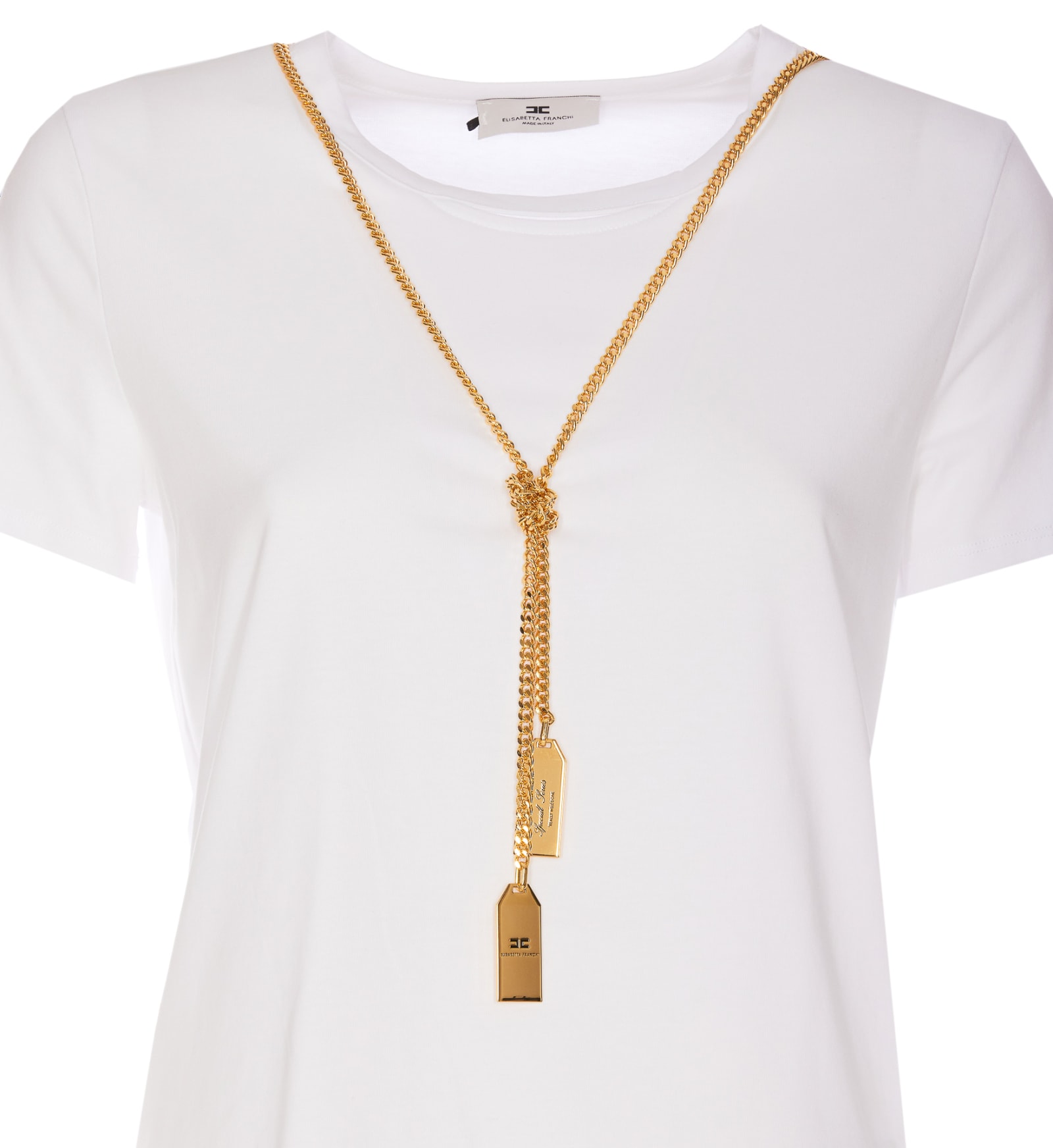 Shop Elisabetta Franchi Jersey T-shirt With Necklace