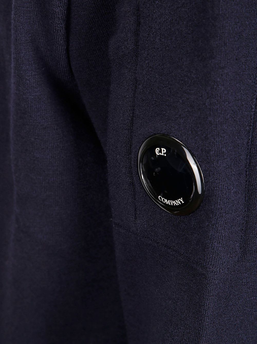 C.p. Company Logo Wool Crewneck Sweater In Blue