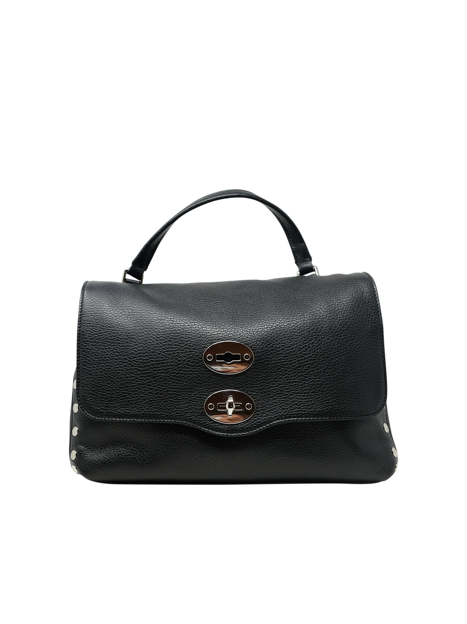 Shop Zanellato 068010-0050000-z0001 Black Postina Daily Giorno S Leather Handbag