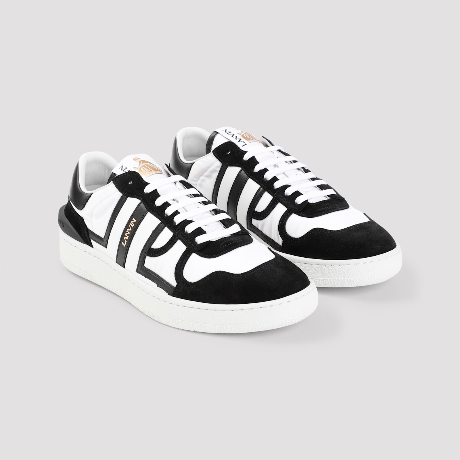 Shop Lanvin Clay Sneakers With Nylon In Optic White Black