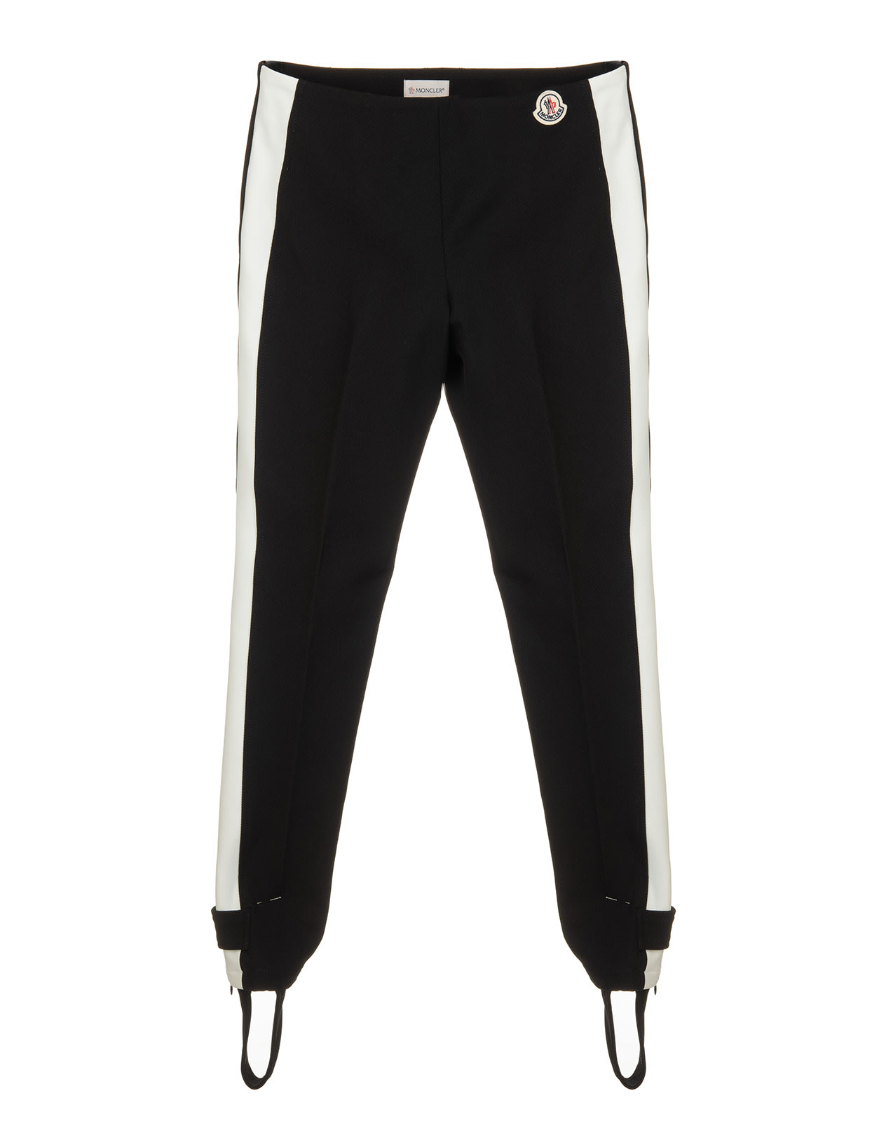 Moncler Woman Black Track Pants With Gaiters And Side Contrast Bands