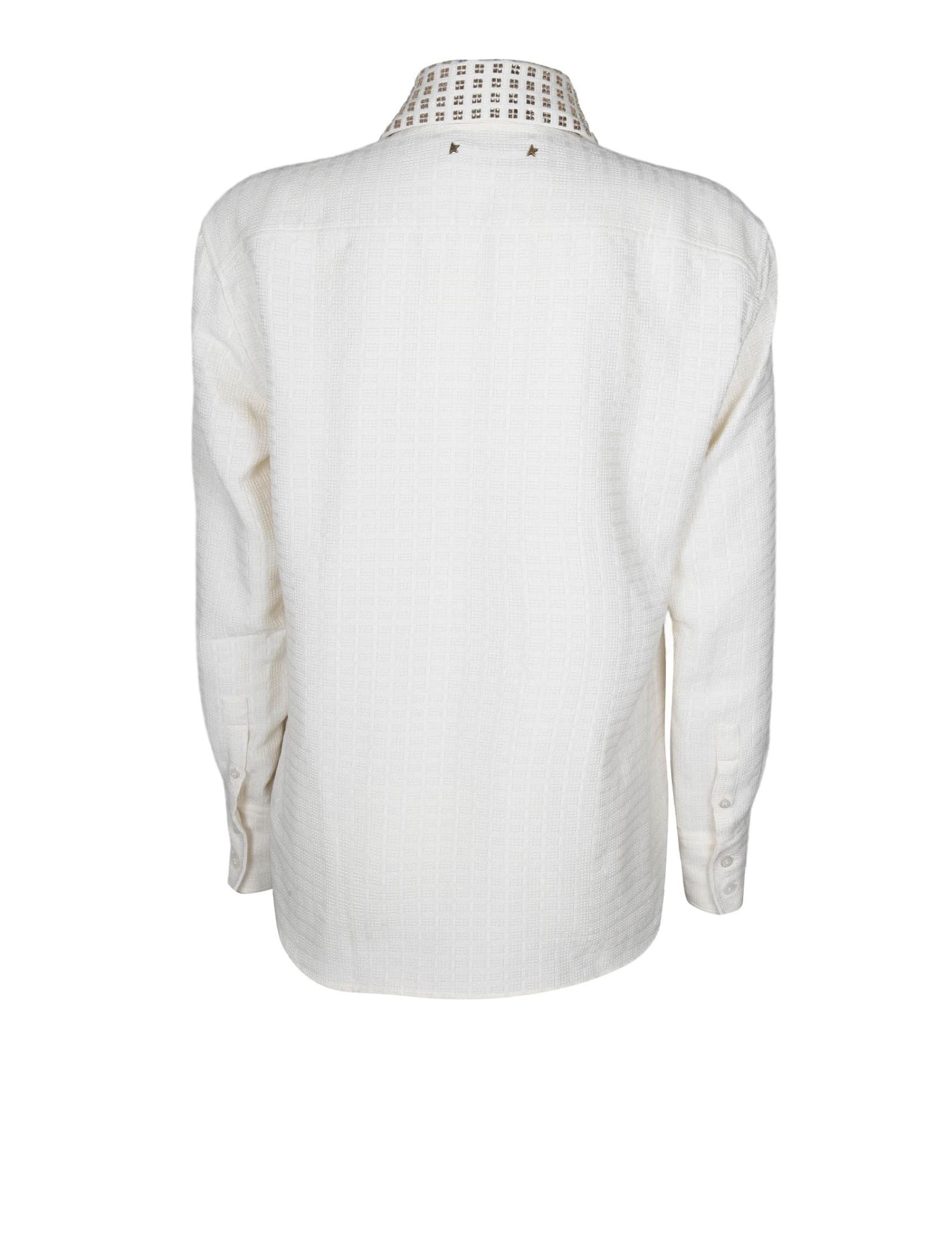 Shop Golden Goose Regular Cotton Shirt With 3d Check Print In Papyrus