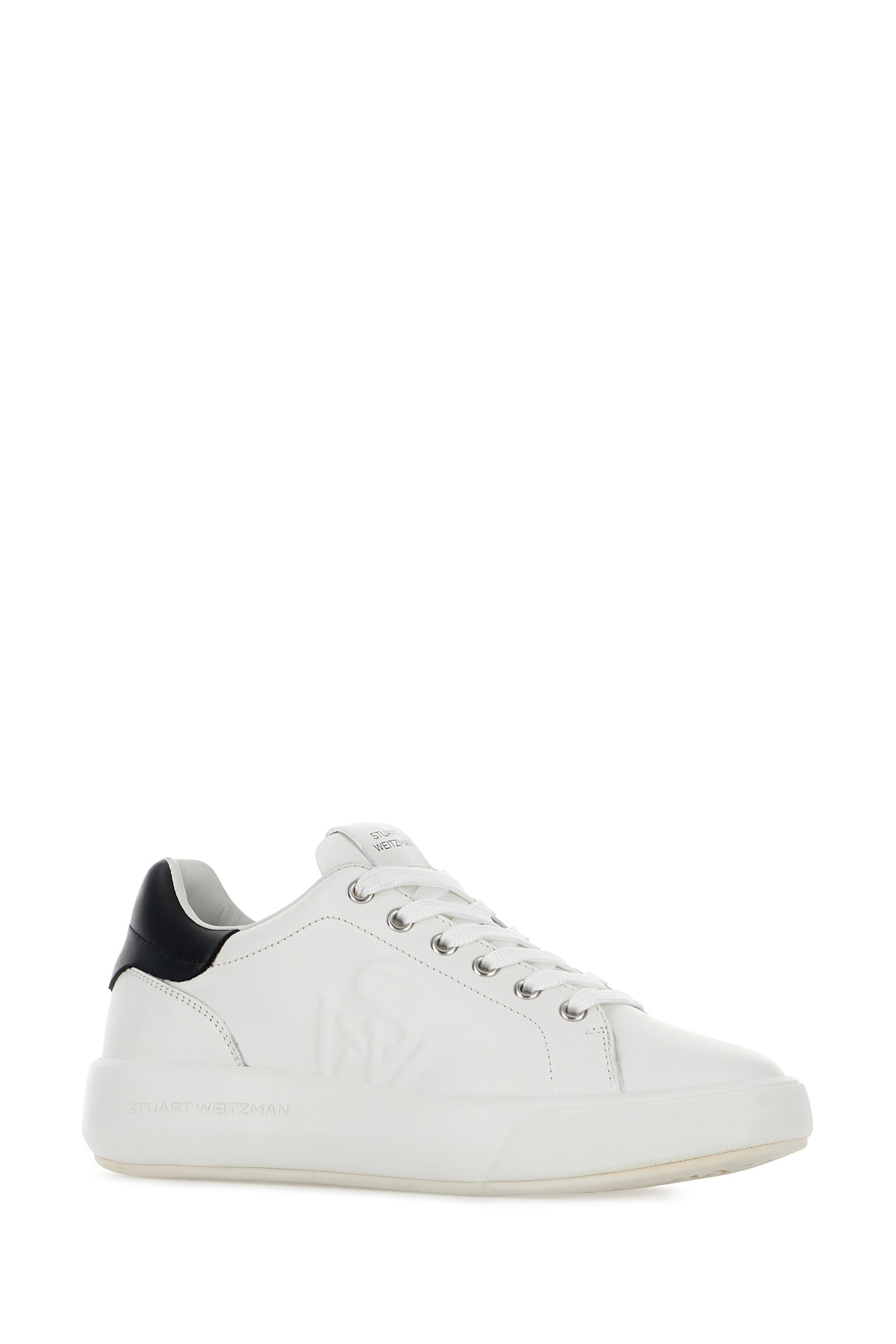 Shop Stuart Weitzman White Leather Sneakers In White Nero